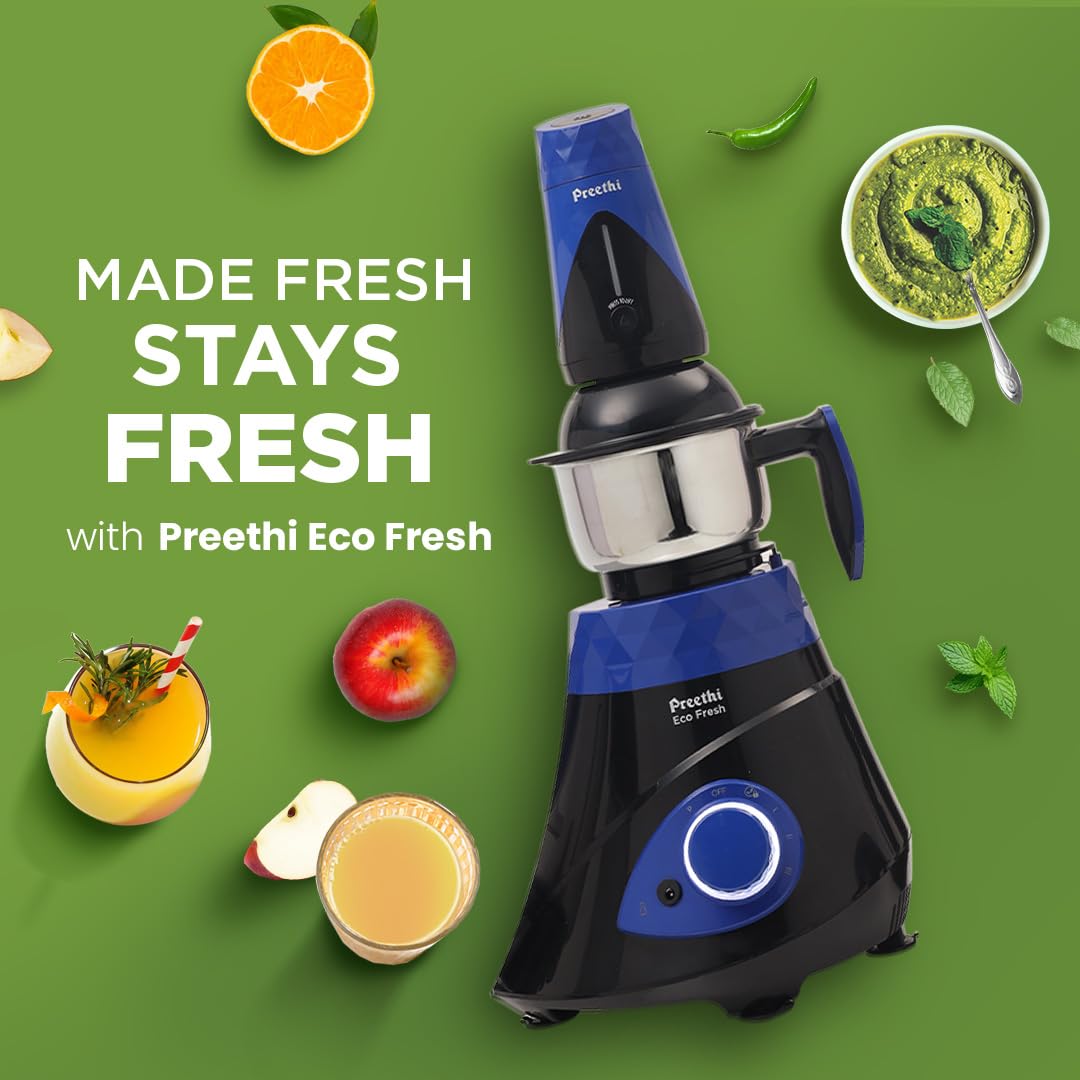 Preethi Eco Fresh MG282 750W Mixer Grinder with FoodSense Technology & 3 Jars