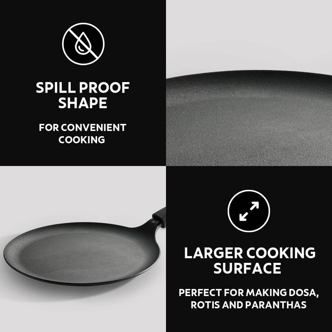 Heat-Resistant and Durable Tramontina Cast Iron Tawa – 28 cm