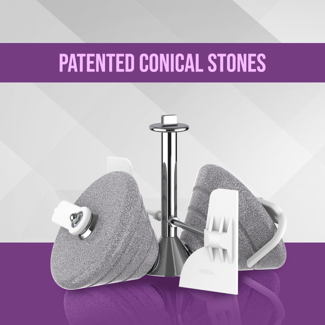 Ultra Grind+ Gold T patented conical grinding stones inside the drum