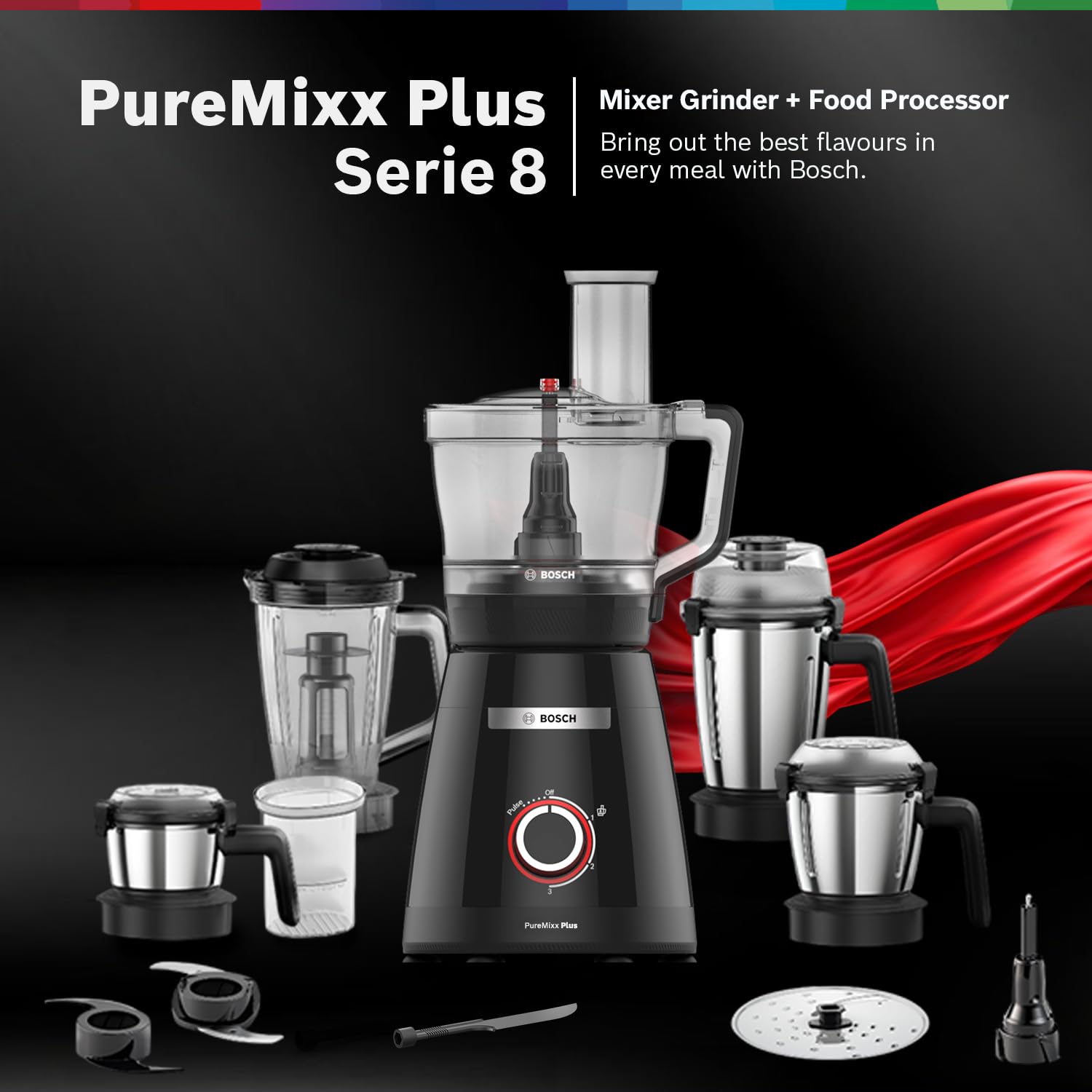 Bosch PureMixx Plus Serie 8 800W Mixer Grinder Food Processor Black