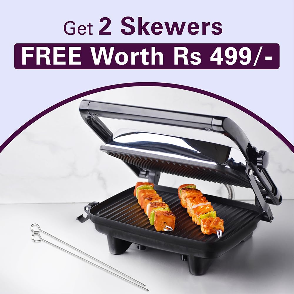 Hamilton Beach panini press with cool-touch handle and indicator lights for safe cooking