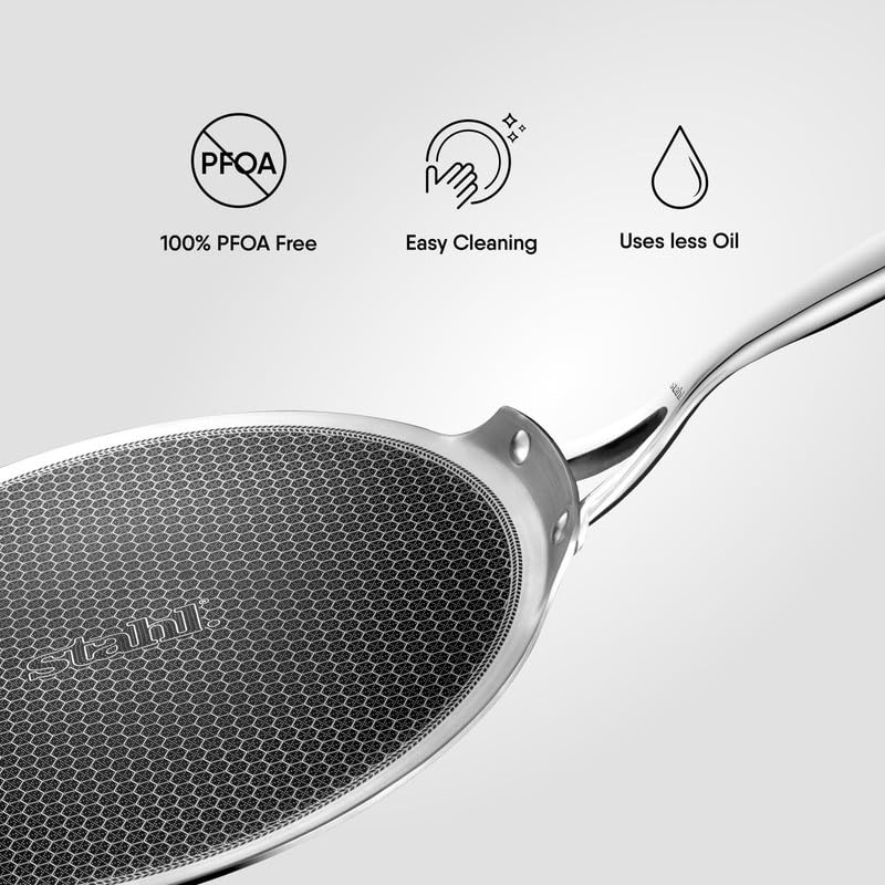 Stahl Artisan Hybrid Flat Tawa with Honeycomb Non-Stick Surface