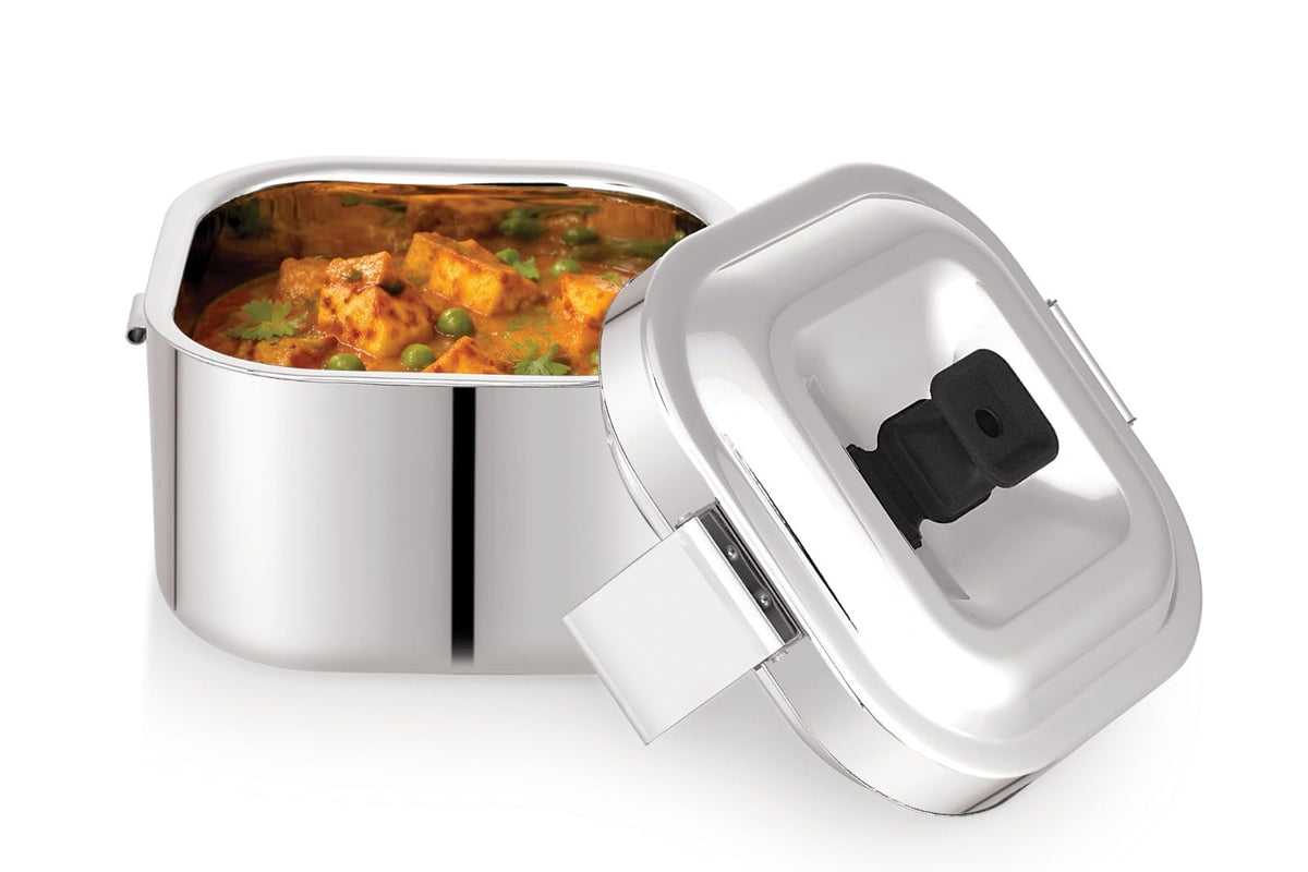 Square casserole hot box with clamp lock lid for keeping rotis hot