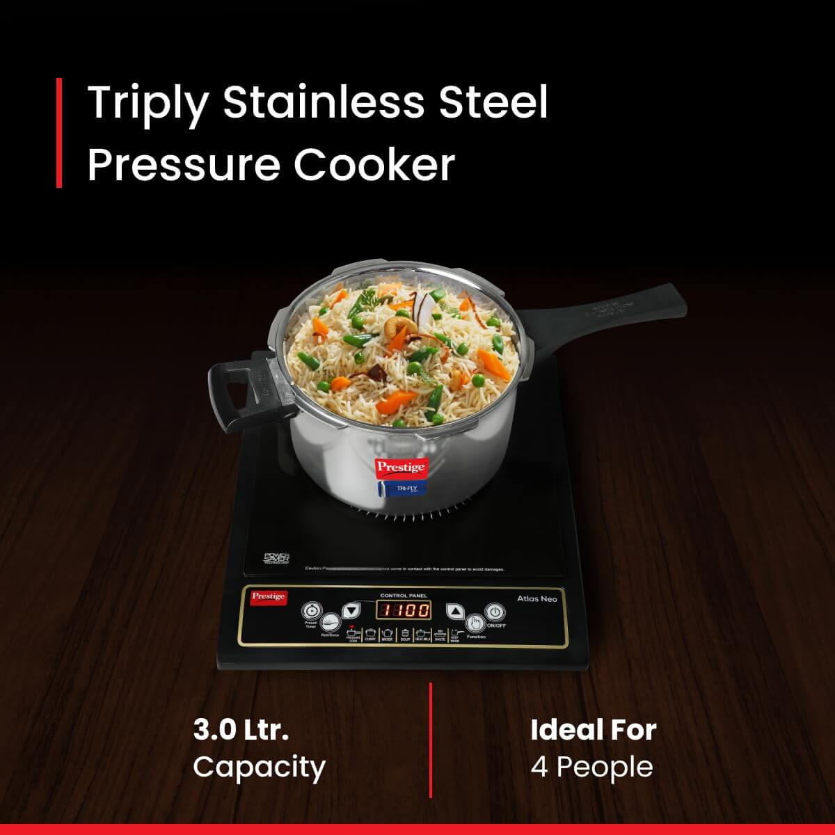 Prestige Tri-Ply Svachh Outer Lid Pressure Cooker Combi Pack (5L + 3L) - Durable & Spill-Proof