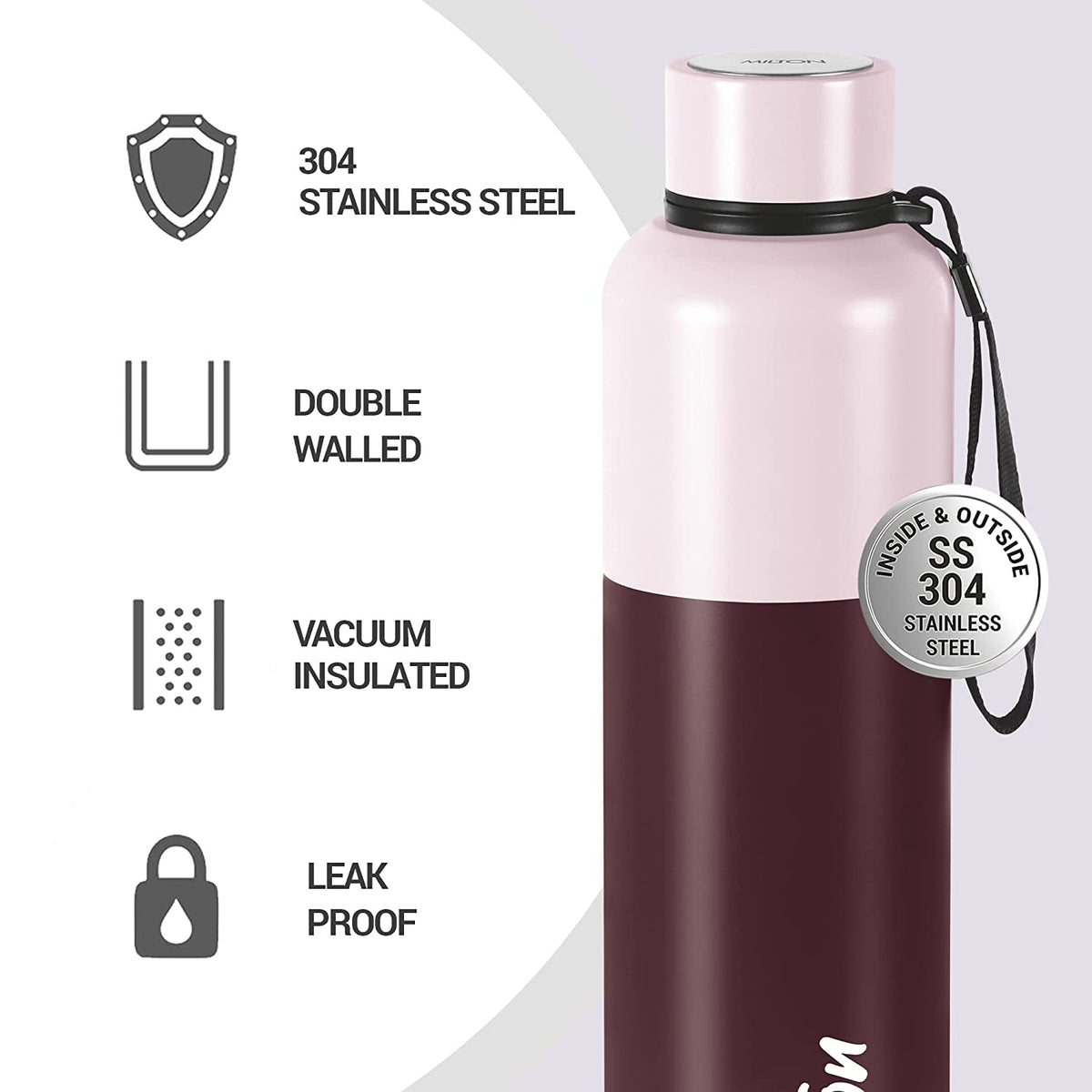Milton Ancy 1000 Thermosteel Water Bottle, 1050 ml