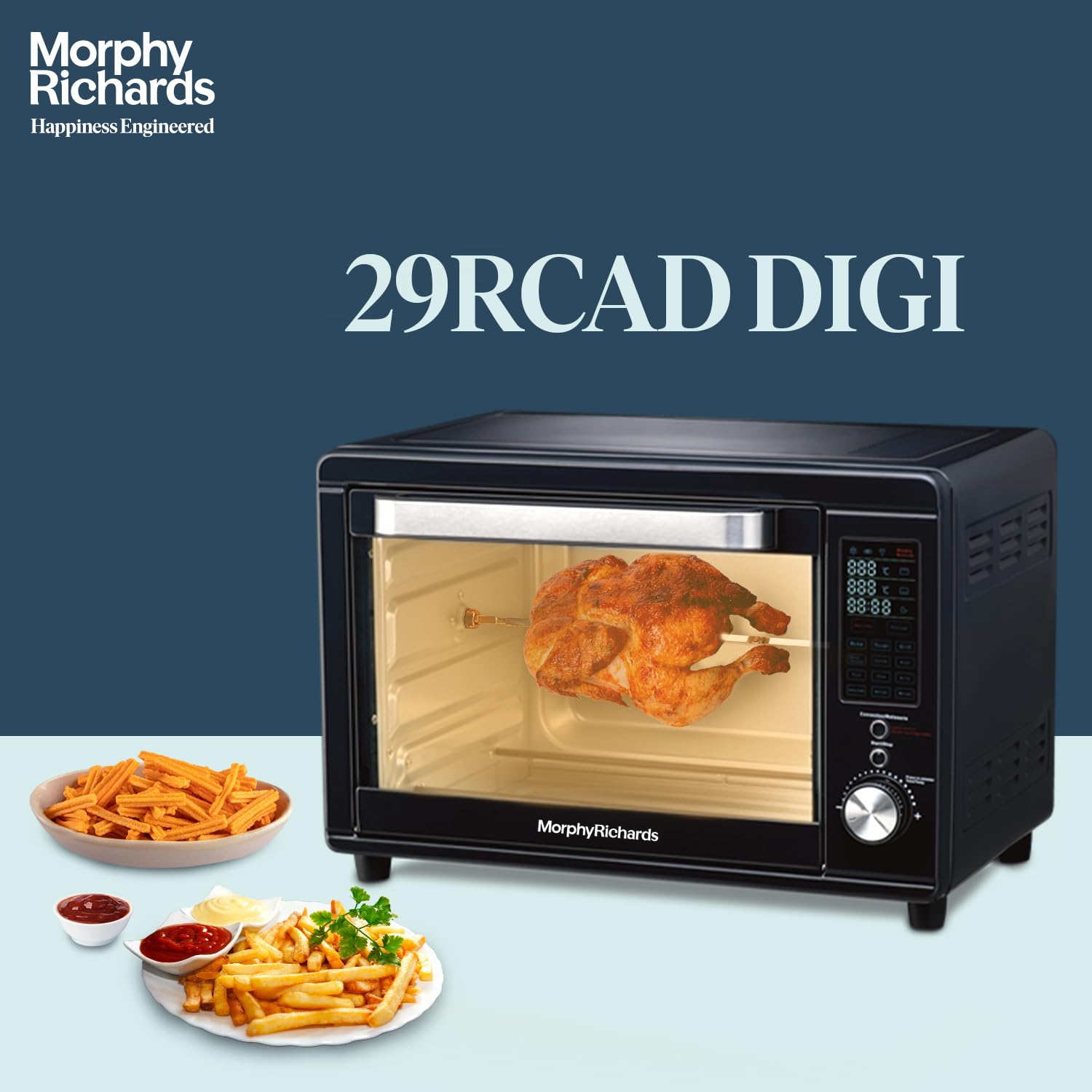 Morphy Richards 29L Digital OTG Oven | 13 Preset Menu | ir Fryer, Dehydrator & Rotisserie | 2000W Deep Blue (29RCAD DIGI)