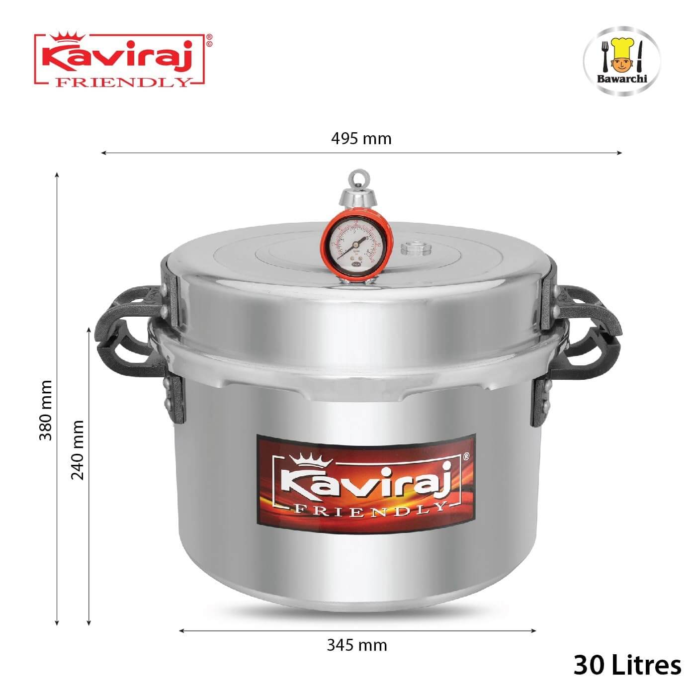 30-Liter outer lid pressure cooker for high-volume commercial cooking