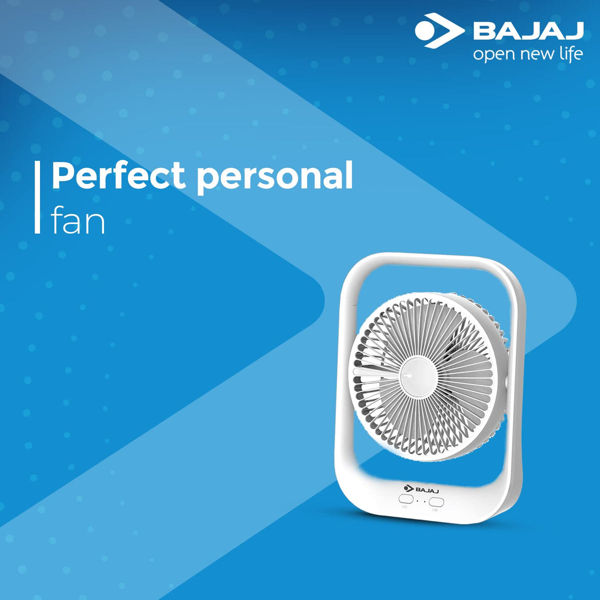 Bajaj Pygmy 178mm | USB Charging Fan | LED Light | 2100 RPM High Speed Table Fan | Silent Operation | Rechargeable Fan | Charging Fans for Home | White Portable Fan
