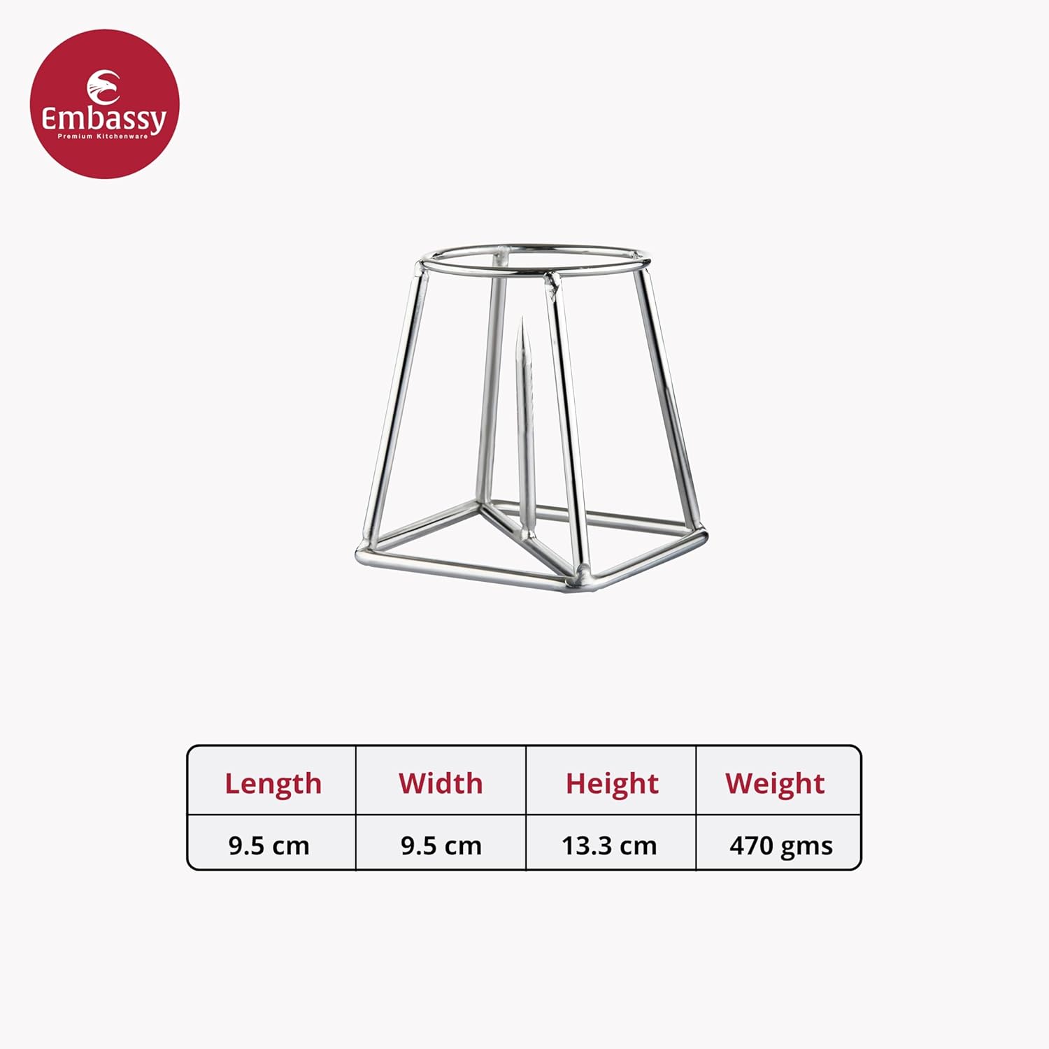 Embassy Stainless Steel Banana Plant Stand (9.5 cm x 9.5 cm x 13.3 cm, Silver, Set of 2)