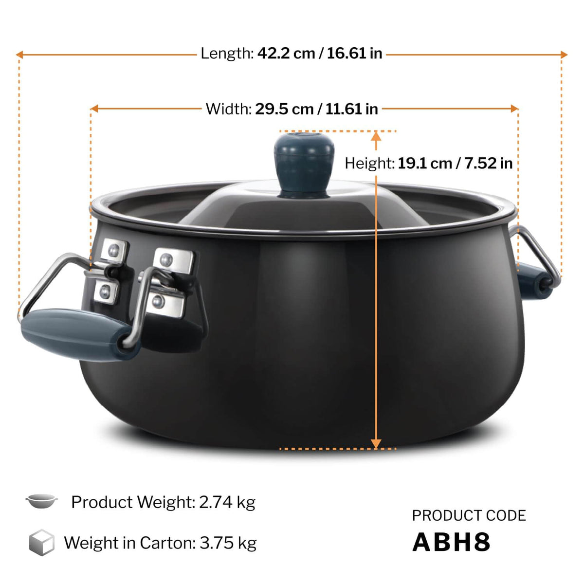 Professional biryani cooking pot with stay-cool handles and metal compatibility