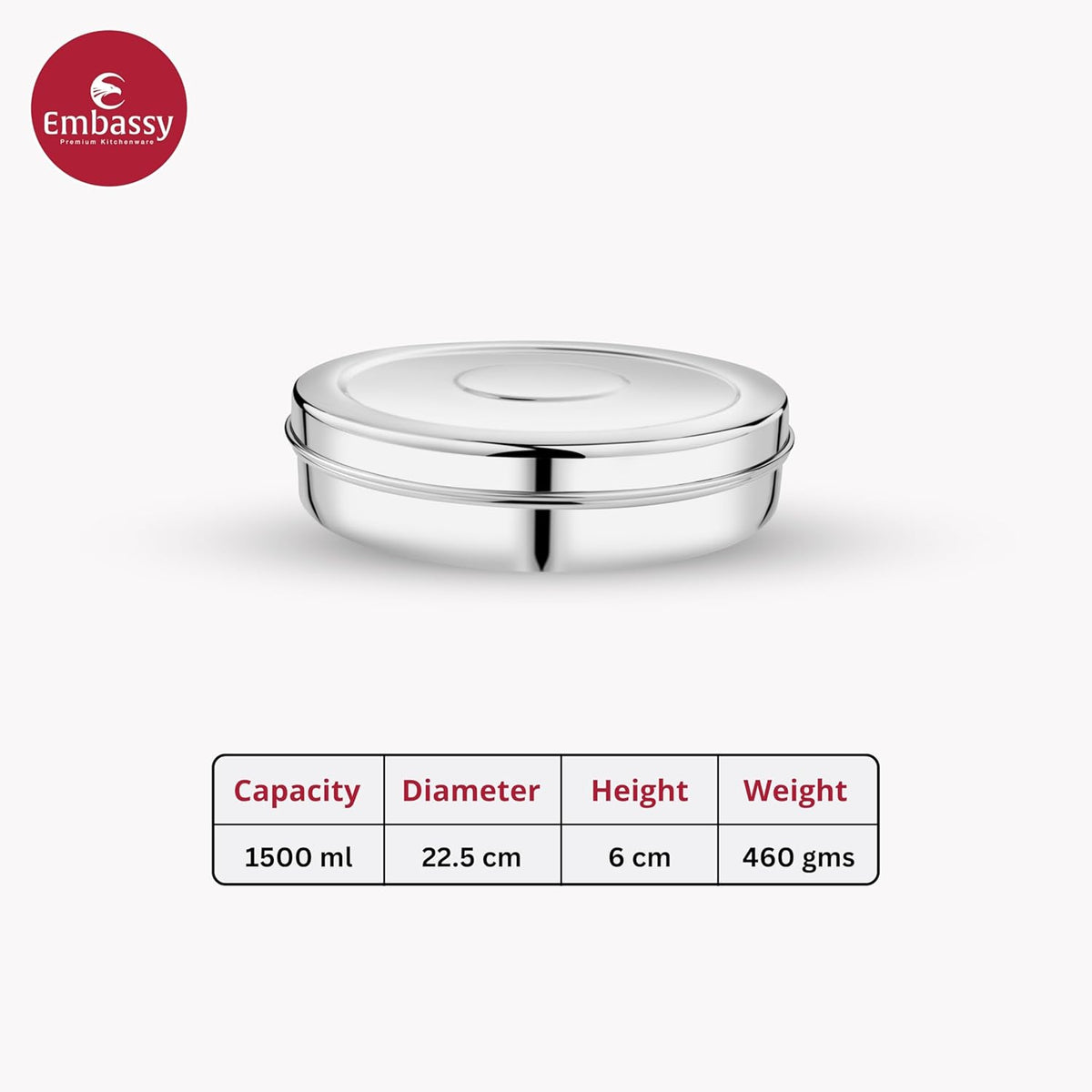 Embassy Chapati Box Sleek (1650 ml; Size 13) - Multipurpose Stainless Steel Container