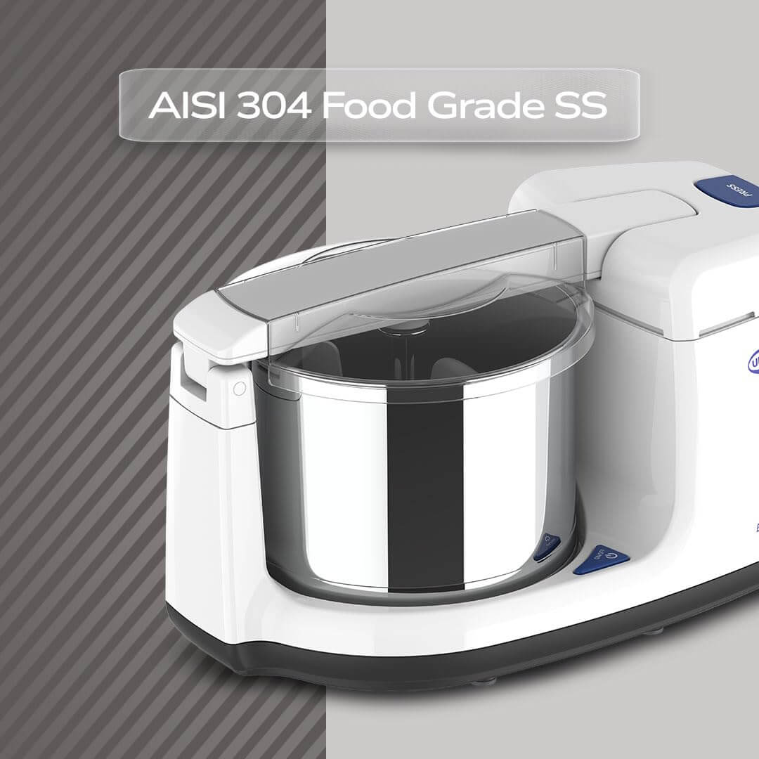 Ultra BIGG+ Timer 2.5L Wet Grinder showcasing AISI 304 food-grade stainless steel construction.