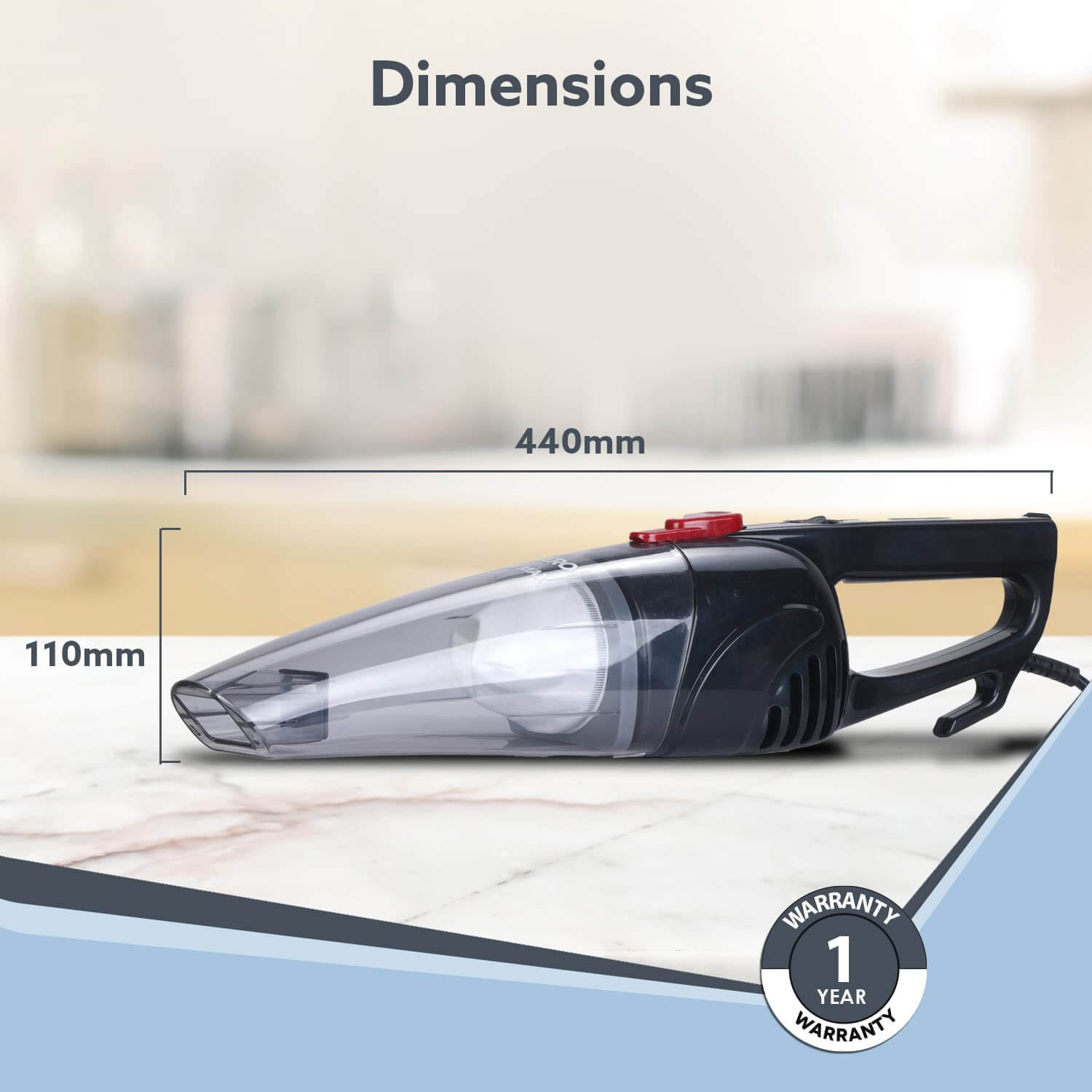 AGARO Regal 800W Handheld Vacuum Cleaner | 6.5kPa Suction | Black