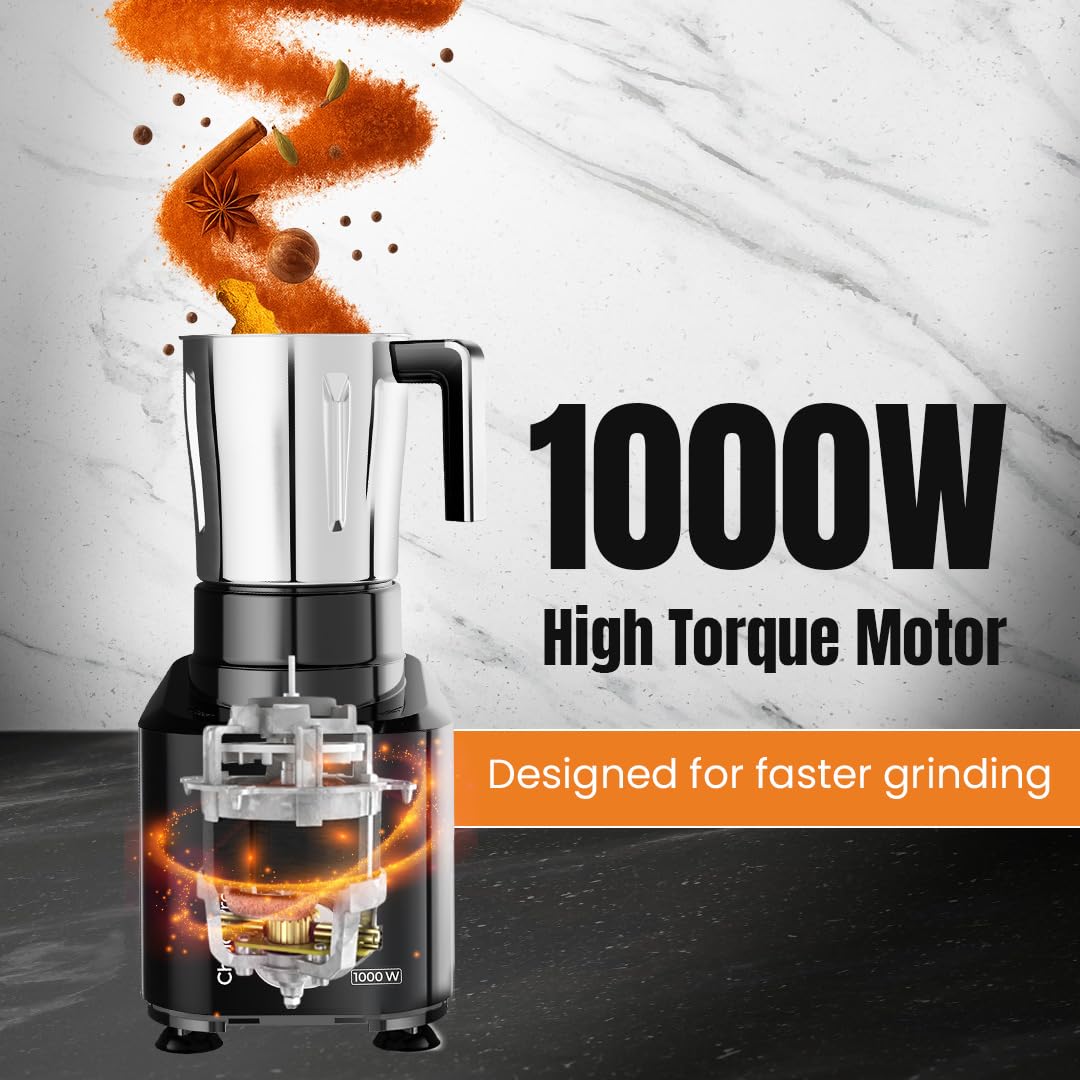 Durable Ultra Choice Pro black mixer grinder 1000W with ABS body construction