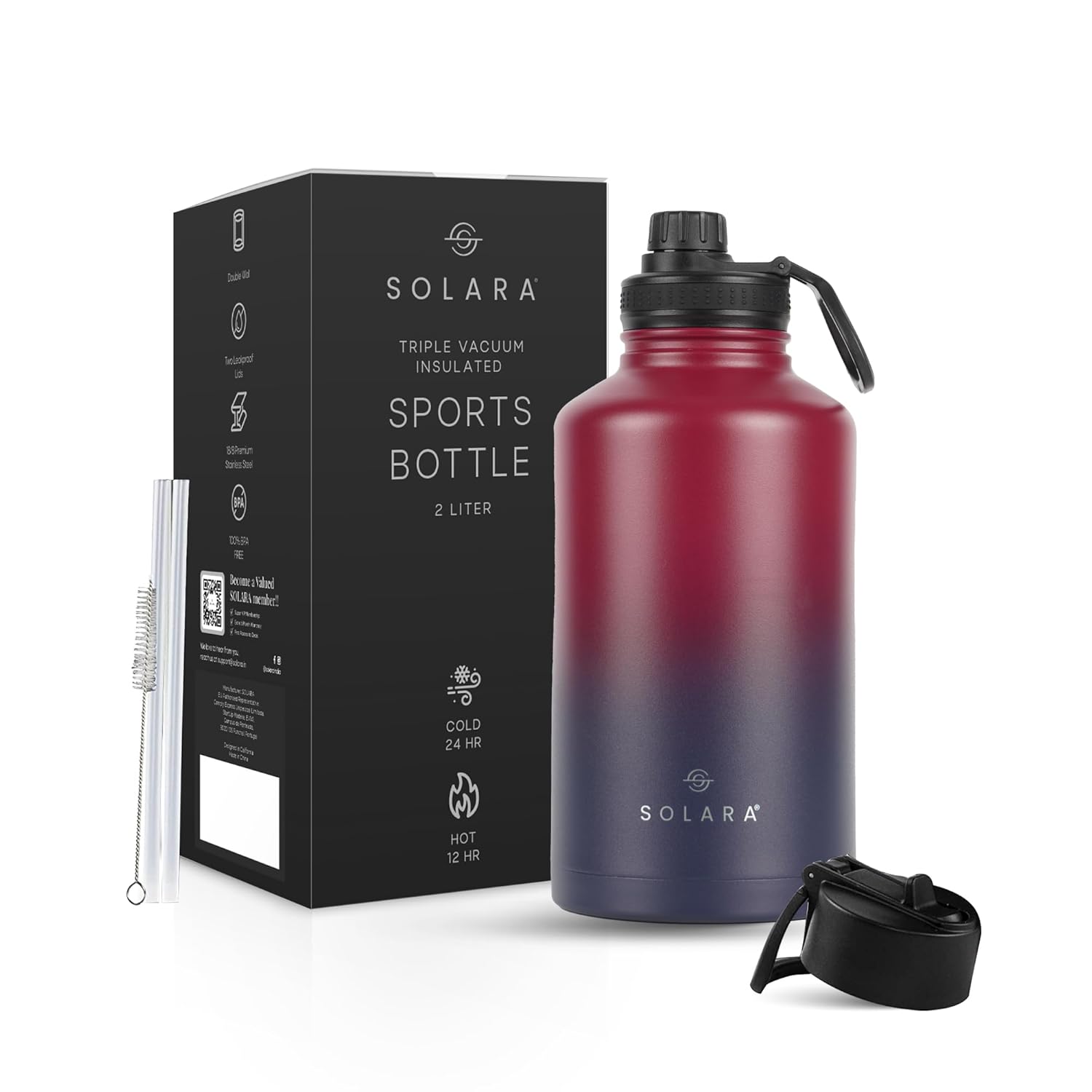 SOLARA Insulated Water Bottle 2000ml – Thermosteel Hot & Cold Flask