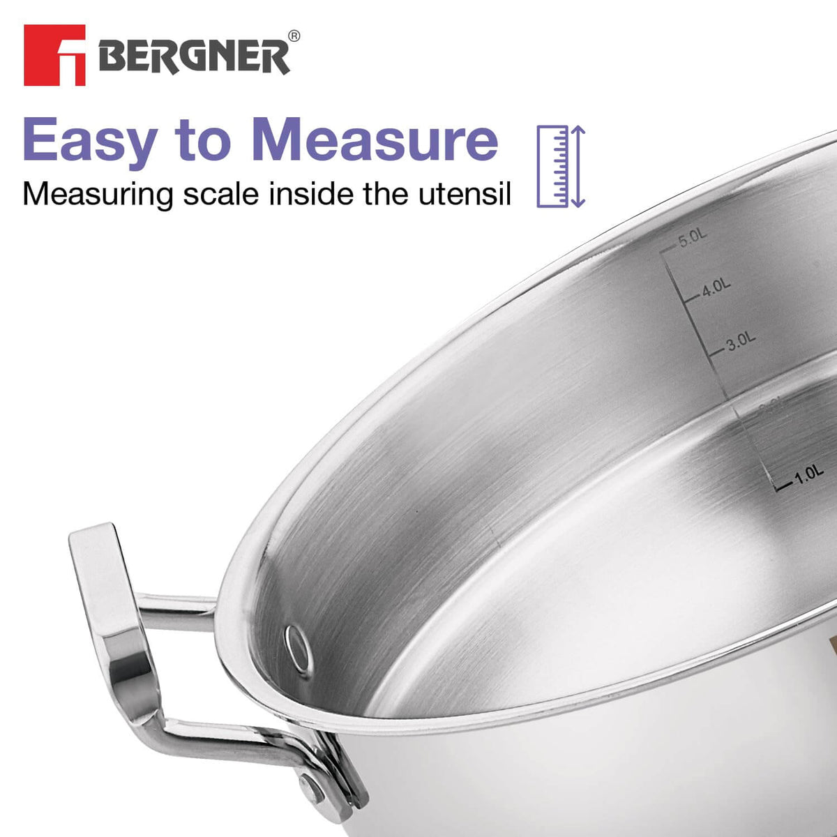 Bergner Essentials Triply Stainless Steel 27cm Multi Kadai with 2 Plates