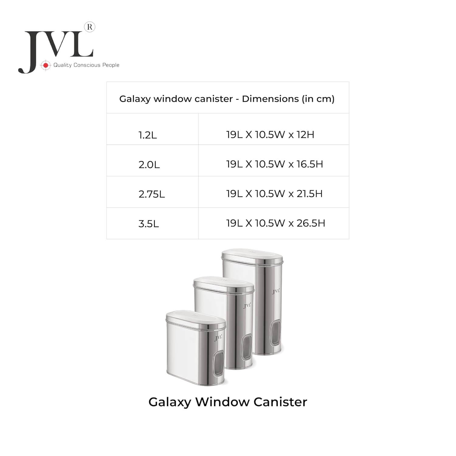 JVL Stainless Steel Kitchen Galaxy Window Storage Canister – Capsule Shape