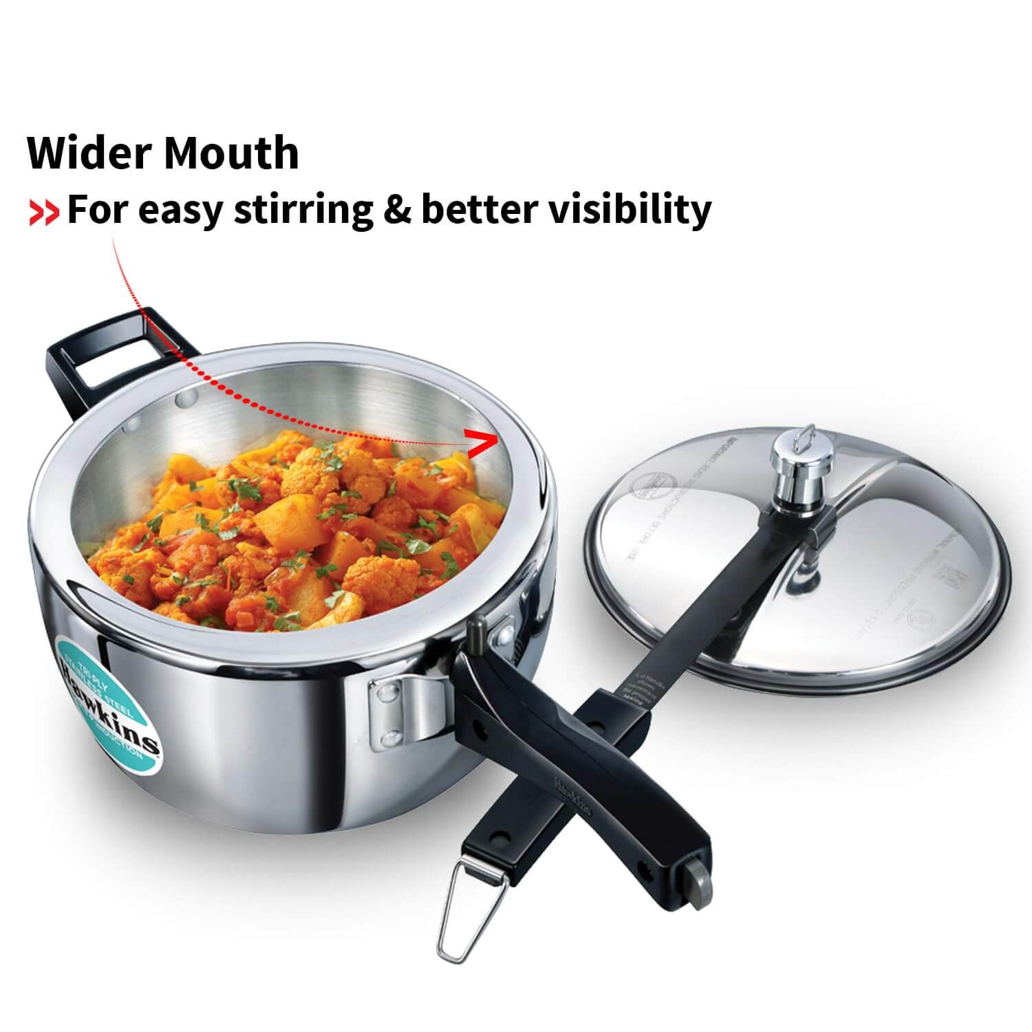 Hawkins Triply Stainless Steel Pressure Cooker - Inner Lid, Induction Compatible with 3mm Extra-Thick Base