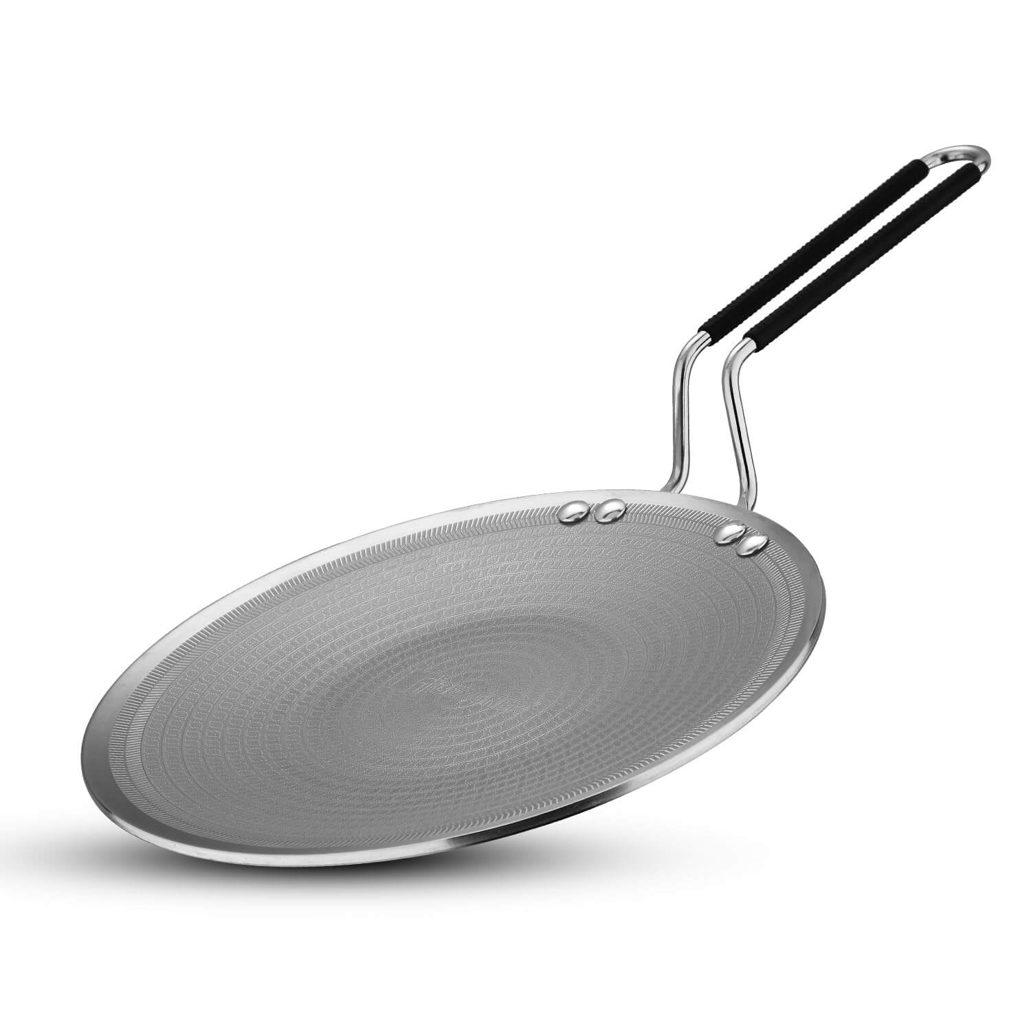 BERGNER Triply Ceramic Roti Tawa with honeycomb coating and stay-cool handle on white background