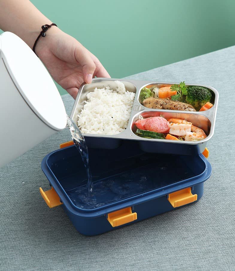 Lunch Box Compartment Stainless Steel with Spoon, for School, Lunch Box for Kids, Lunch Box for School & Office with a Fork, a Spoon and a Pair of Chopsticks