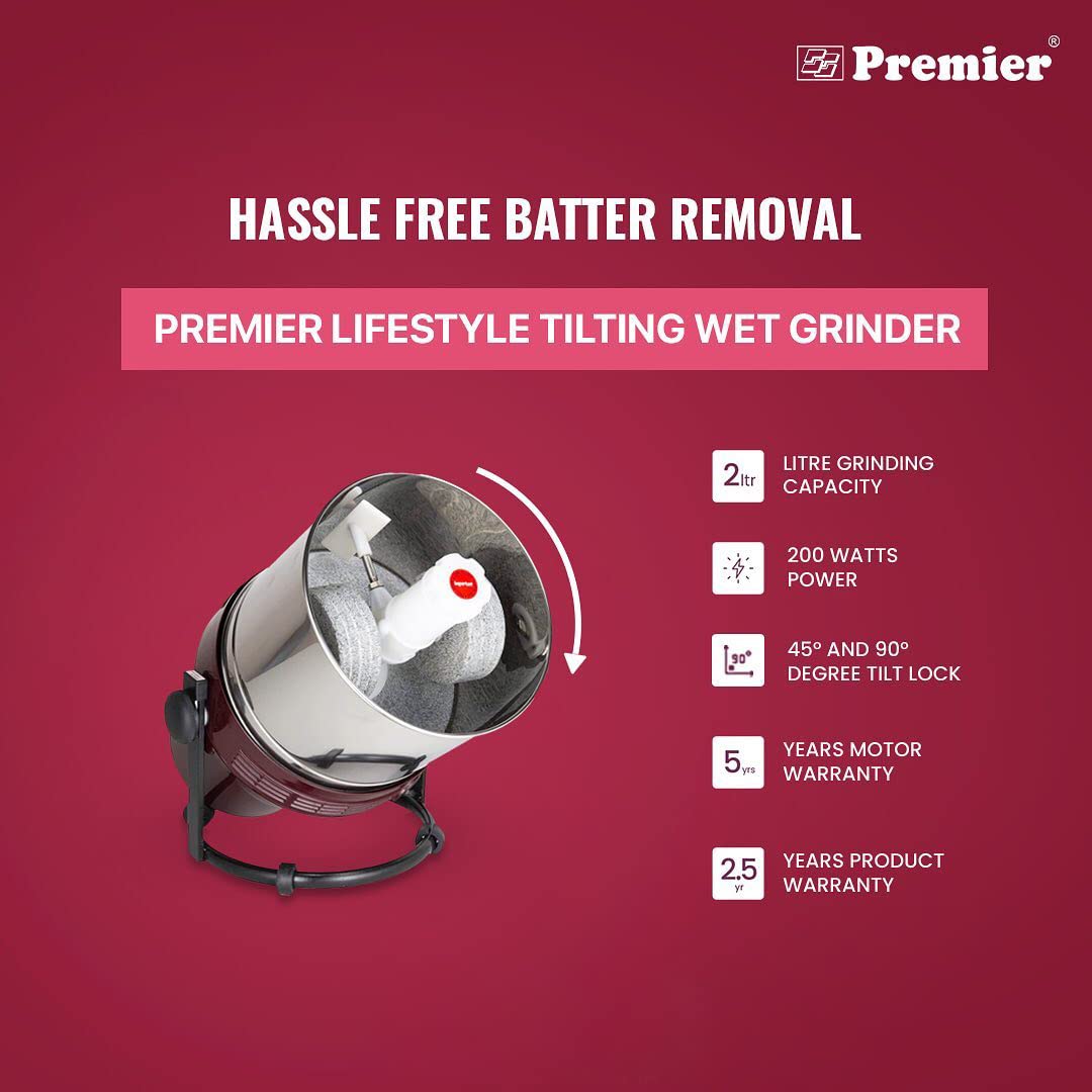 Premier Wet Grinder Lifestyle 2 Litresl Table Top Wet Grinder, 2 L