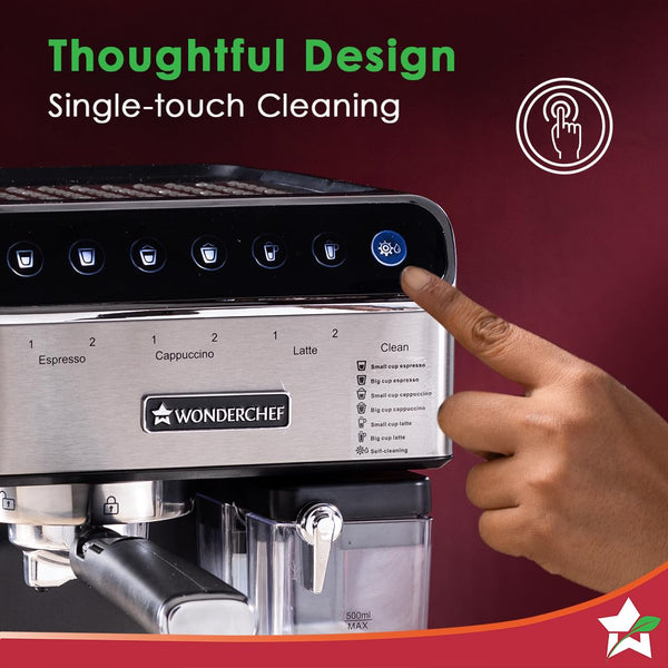 Wonderchef Regenta Automatic Coffee Maker, 20-Bar, Auto-Frother