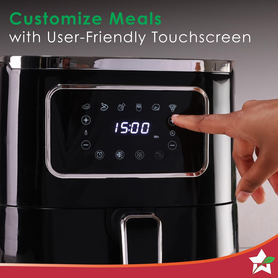 Wonderchef Platinum Digital Air Fryer - 5L, Rapid Air Technology, Chrome Finish