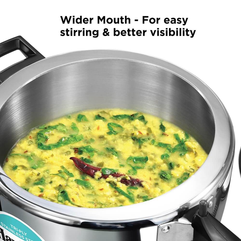 Hawkins Triply Stainless Steel Pressure Cooker - Inner Lid, Induction Compatible with 3mm Extra-Thick Base