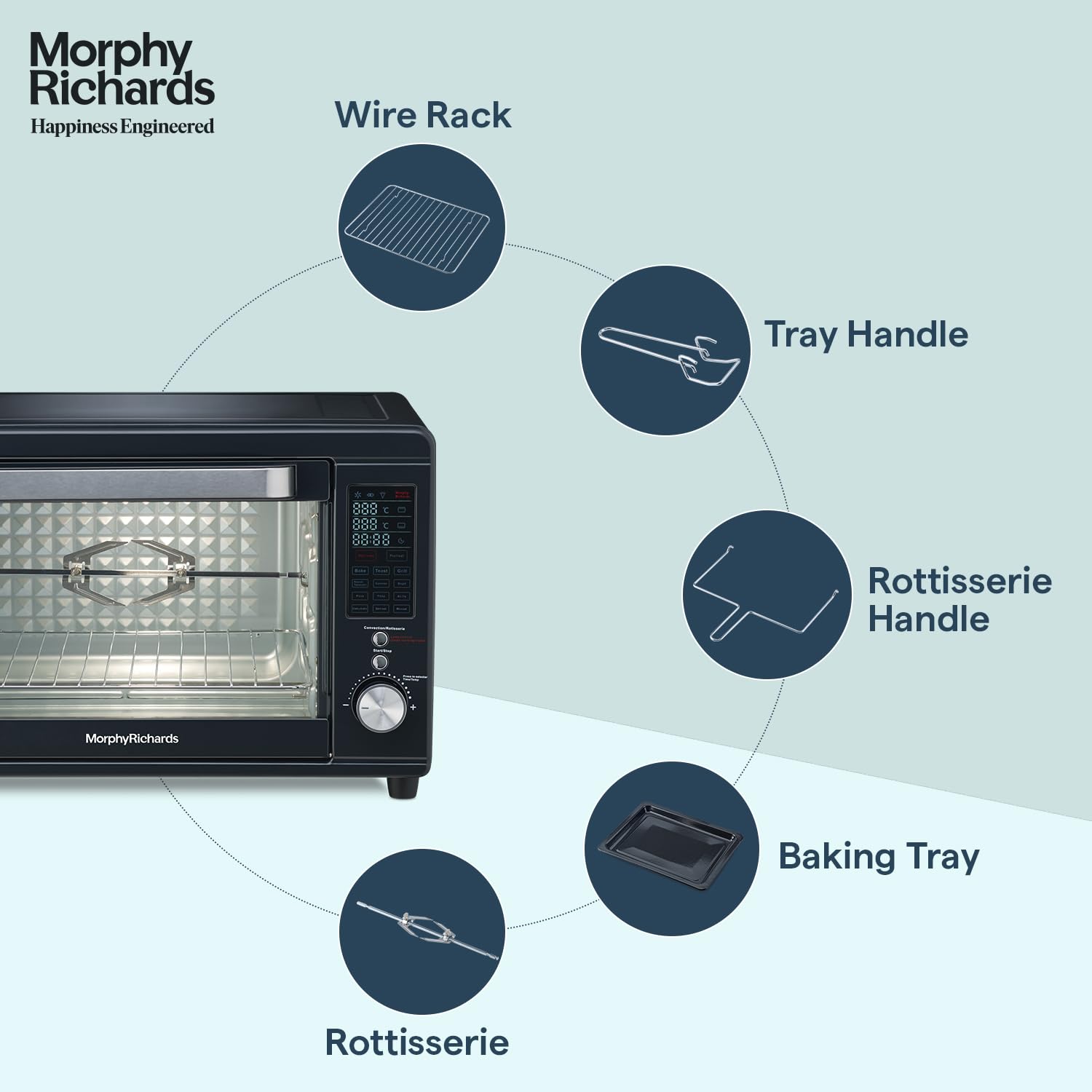 Morphy Richards 40 Litre Digital OTG Oven - Air Fryer, Rotisserie, Dehydrator, 13 Preset Menus (40RCAD DIGI)