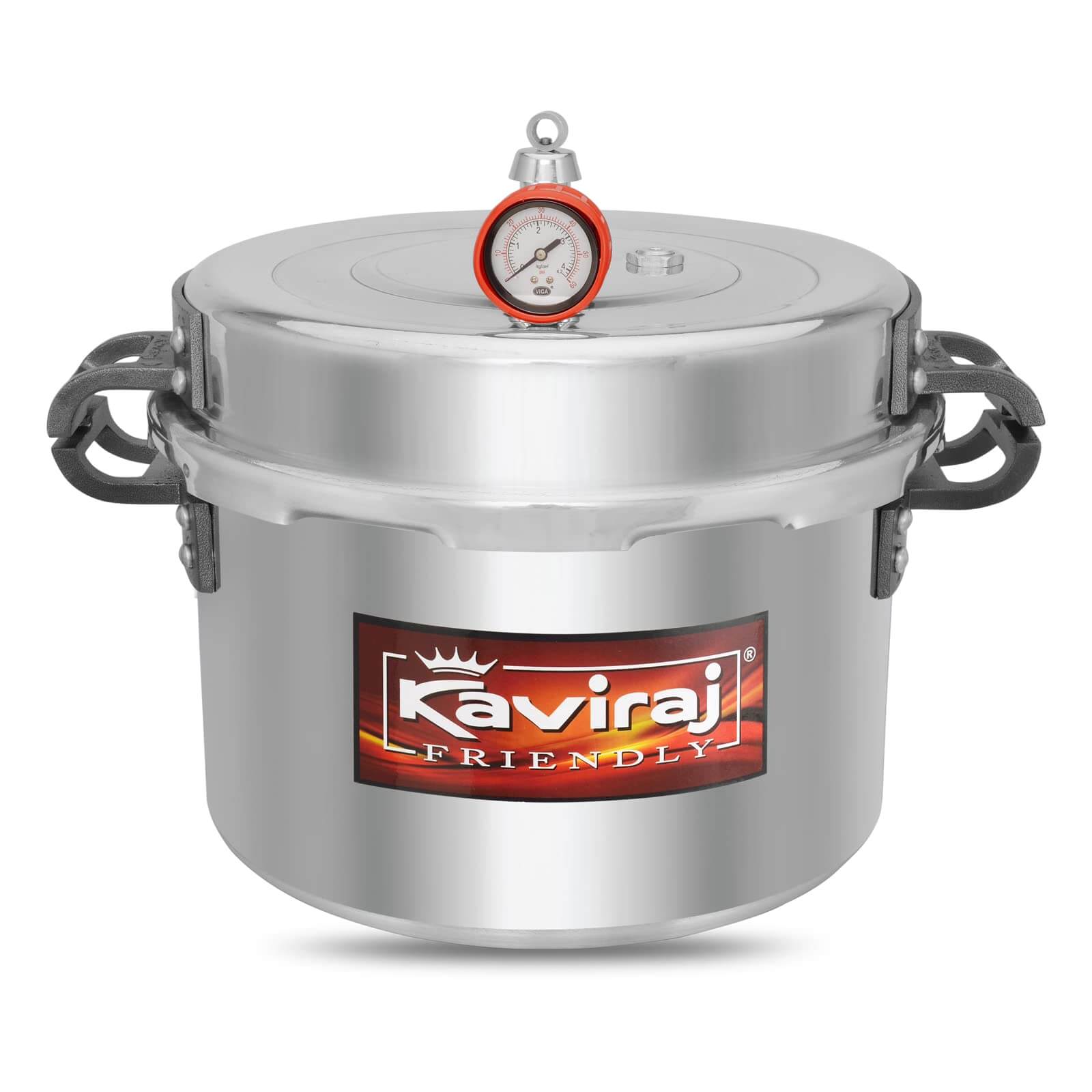 Kaviraj Bawarchi 30L Commercial Pressure Cooker with outer lid and safety features
