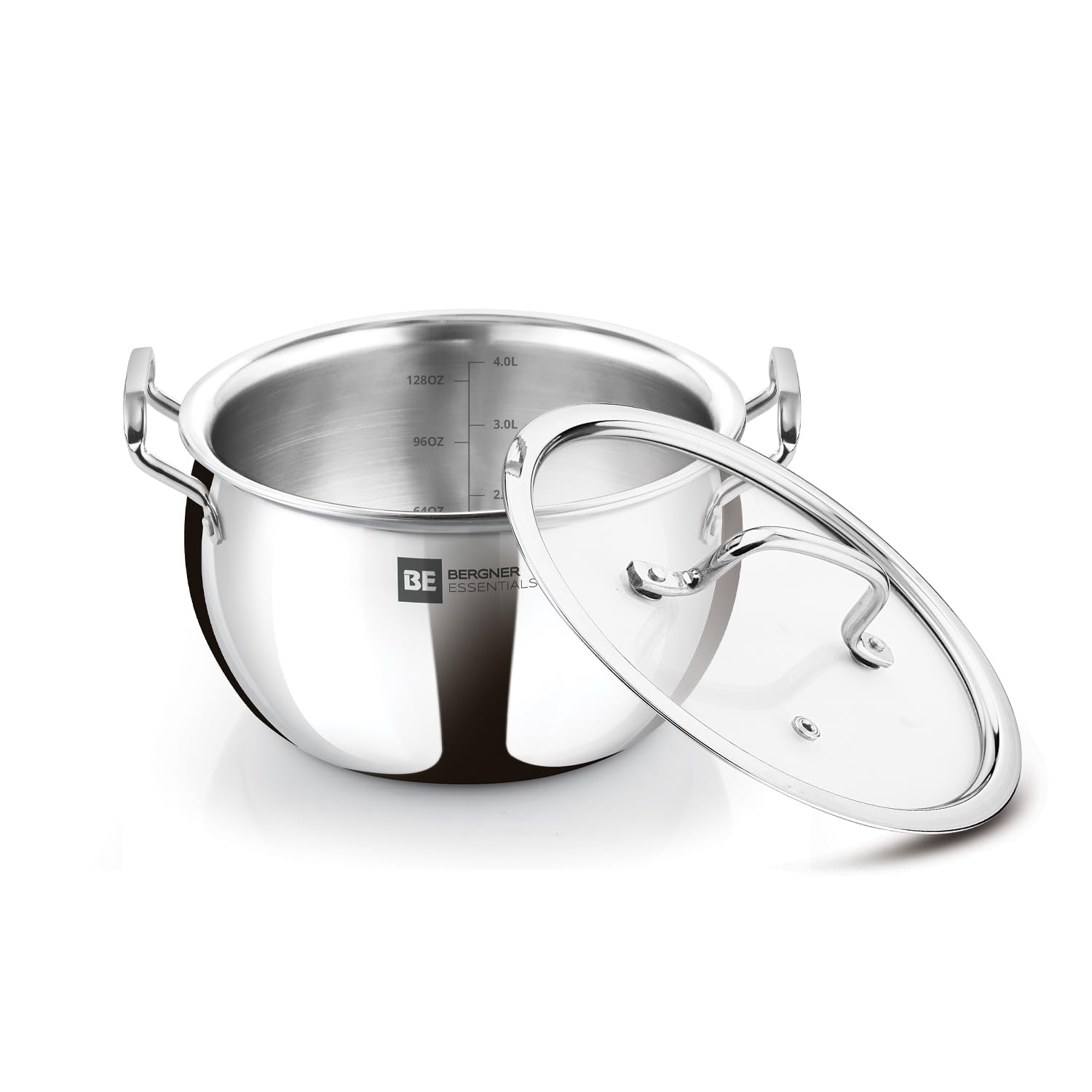 Bergner Essentials Tri-Ply Stainless Steel Rice Handi with Lid, Small, Induction & Gas Ready, 5-Year Warranty