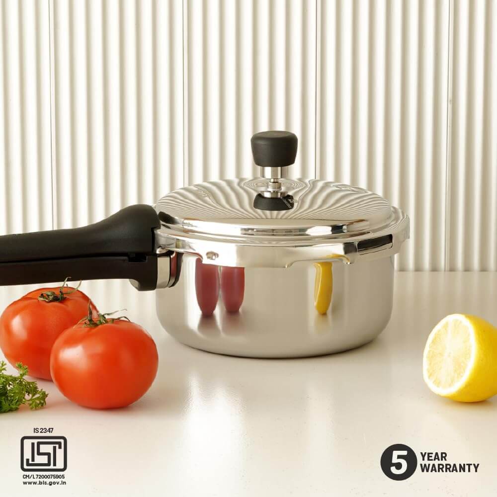 Meyer Presta Triply Pressure Cooker - Outer Lid Gas & Induction Compatible ISI Certified 5-Year Warranty
