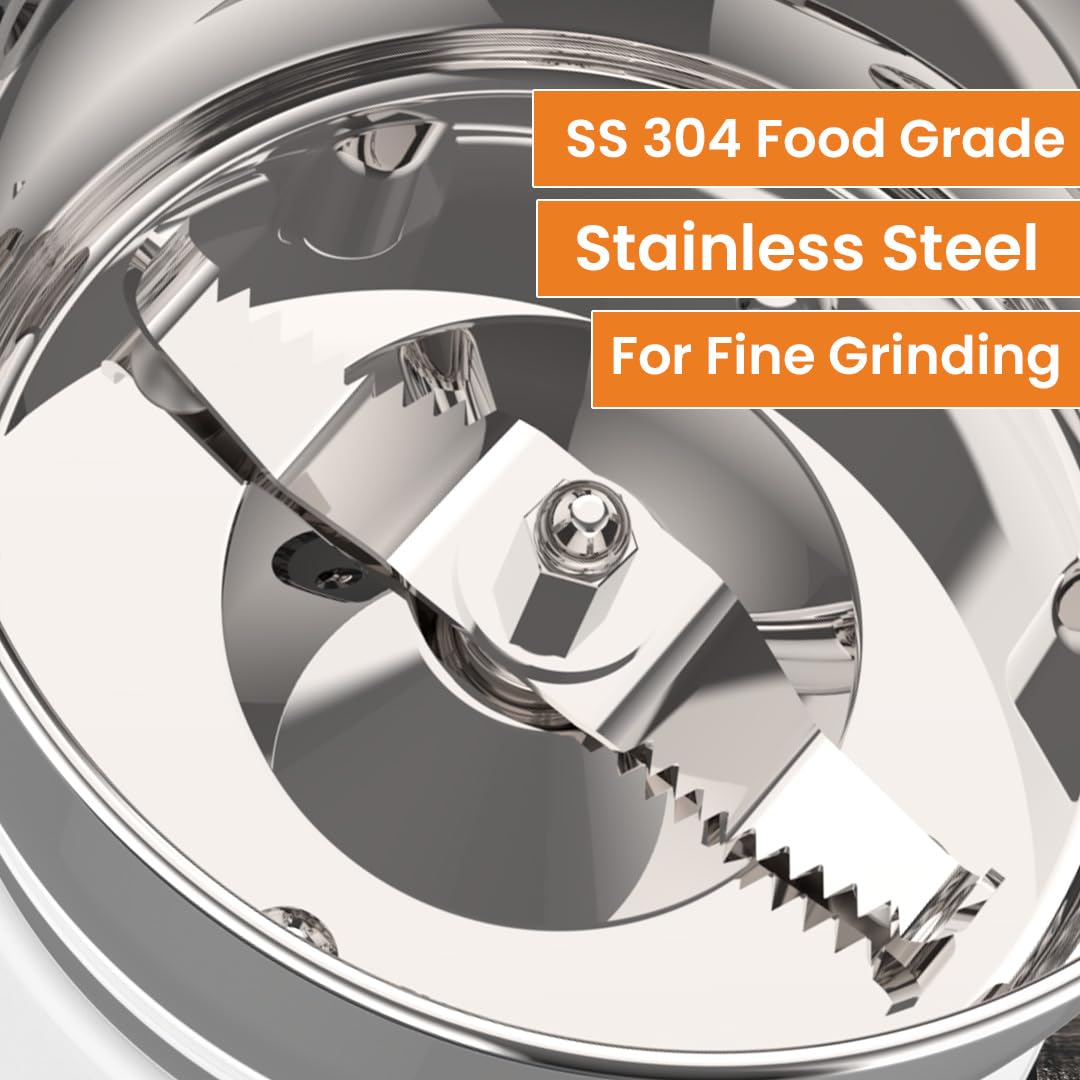 Black Ultra Choice Pro 1000W grinder with AISI 304 food-grade stainless steel jars