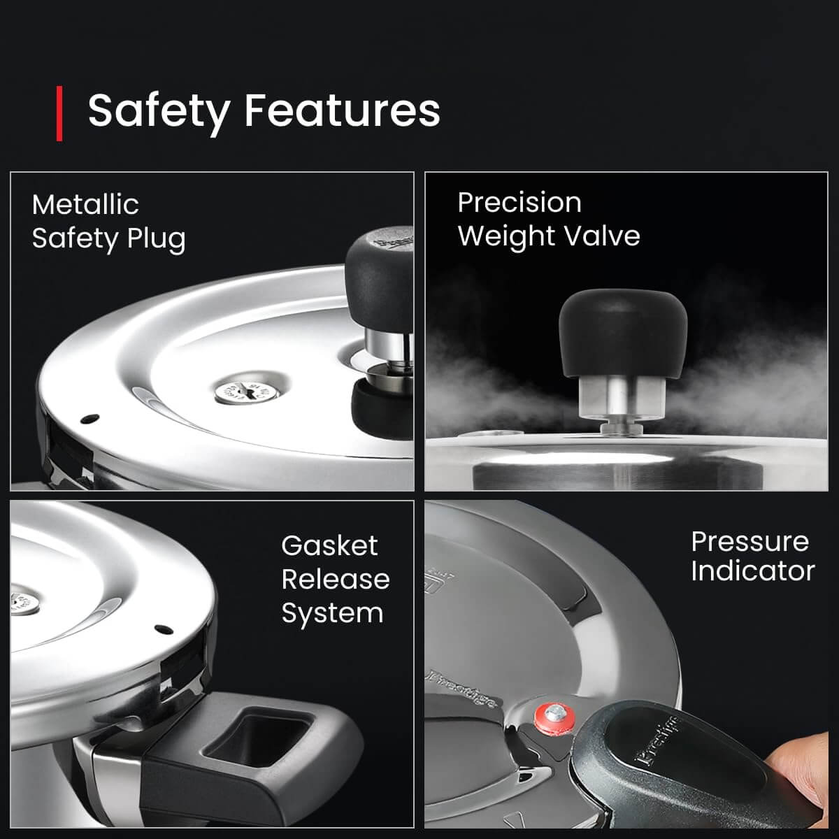 Prestige Svachh Triply Induction Base Outer Lid Pressure Cooker - Deep Lid, Spillage Control, 5-Year Warranty