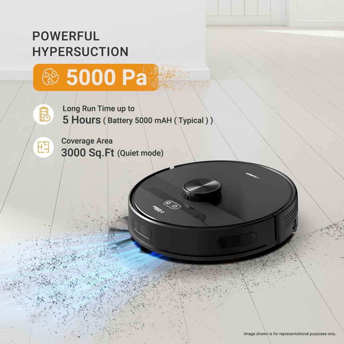 Eureka Forbes SmartClean with Auto Bin Robotic Vacuum Cleaner | 5000Pa, 65-Day Auto Bin