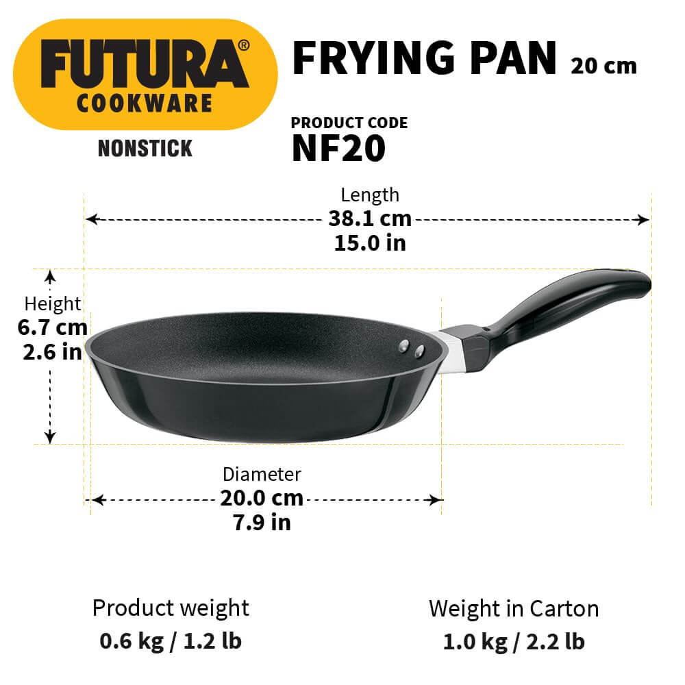 Hawkins Futura 20 cm Frying Pan – Non-Stick, Hard-Anodized, Black