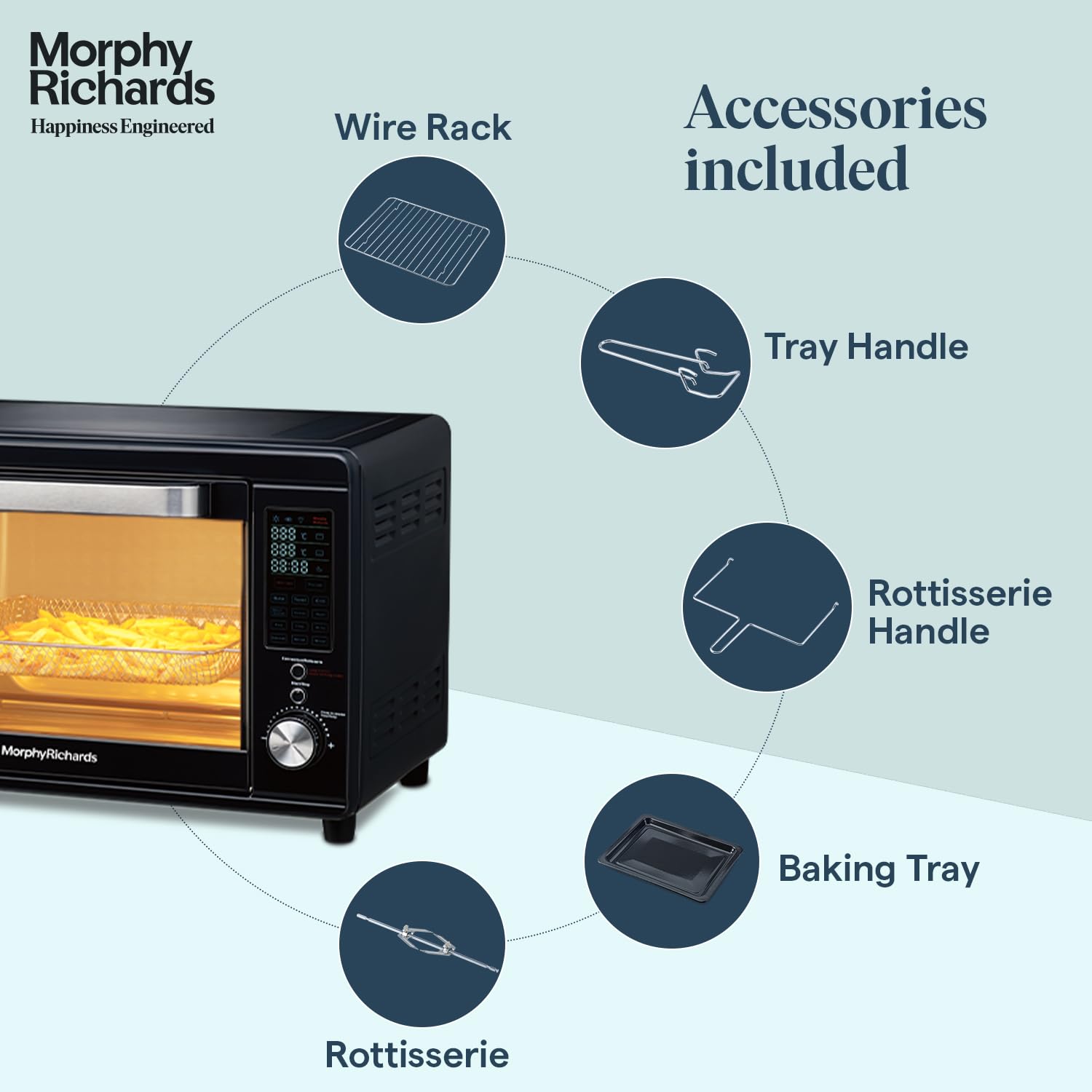 Morphy Richards 29L Digital OTG Oven | 13 Preset Menu | ir Fryer, Dehydrator & Rotisserie | 2000W Deep Blue (29RCAD DIGI)