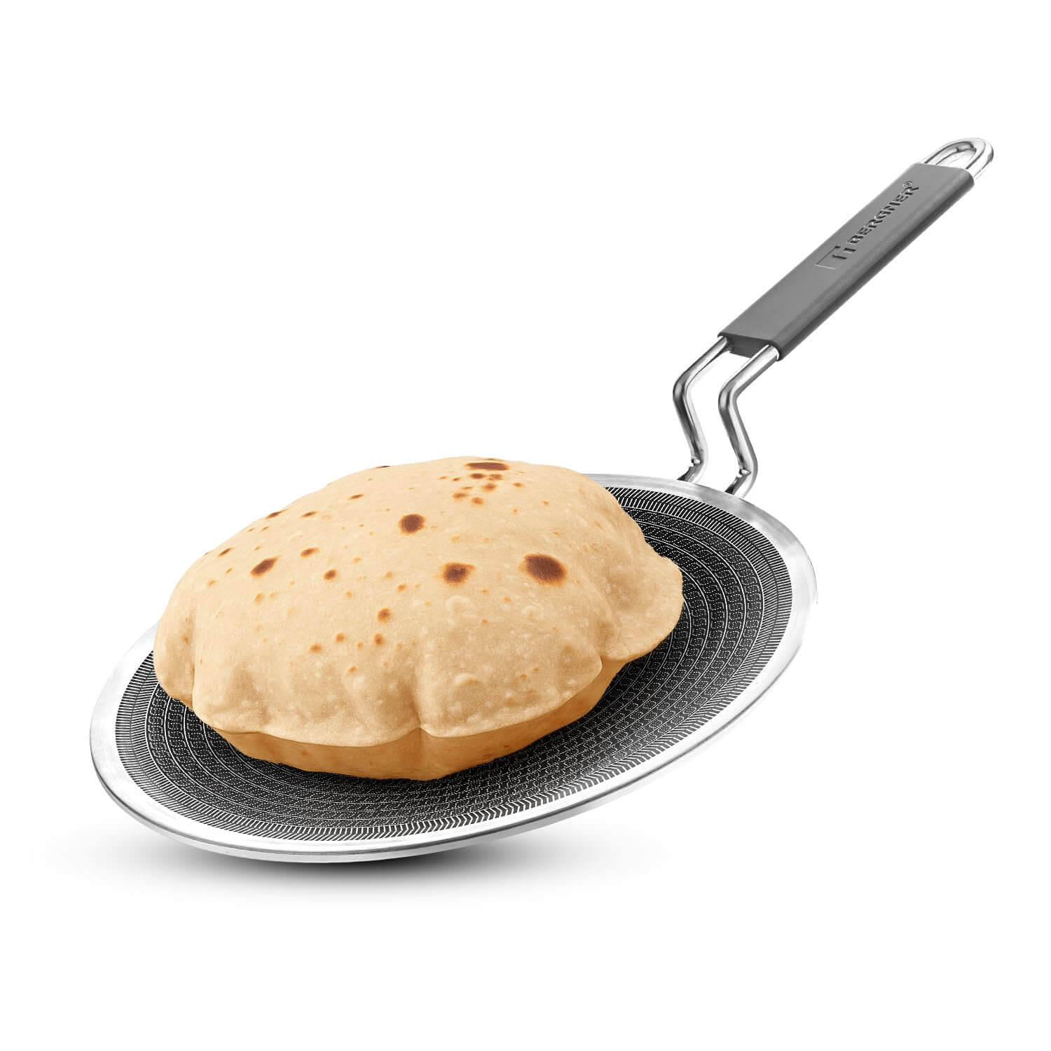 BERGNER Hi-Tech 22cm tri-ply roti tawa with honeycomb non-stick coating and ergonomic handle