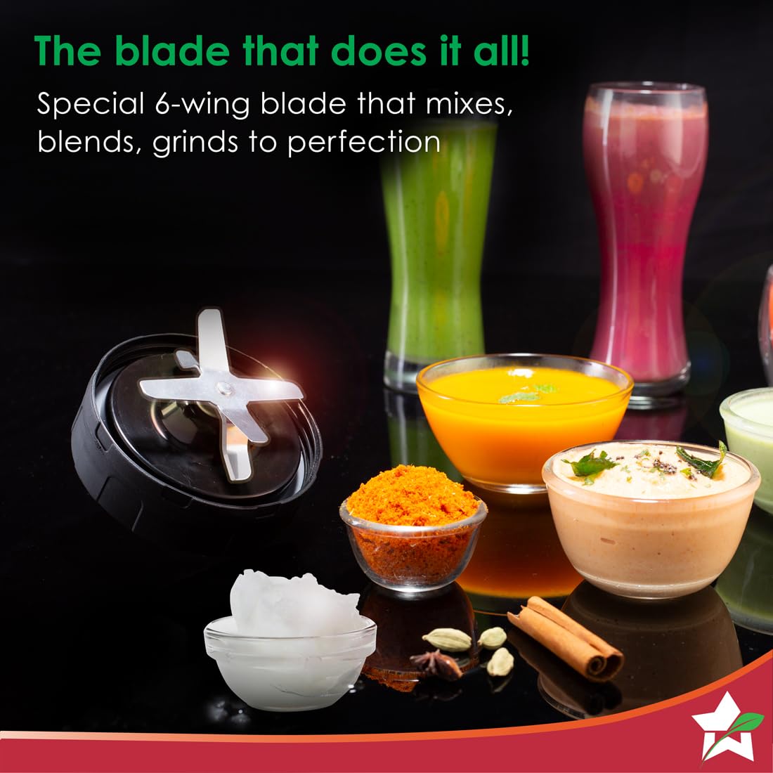 Wonderchef Nutri-blend Storm 1200W Mixer-Grinder-Blender | 100% Copper Motor | 6-Wing Blades | 2 Jars | 22000 RPM | Black