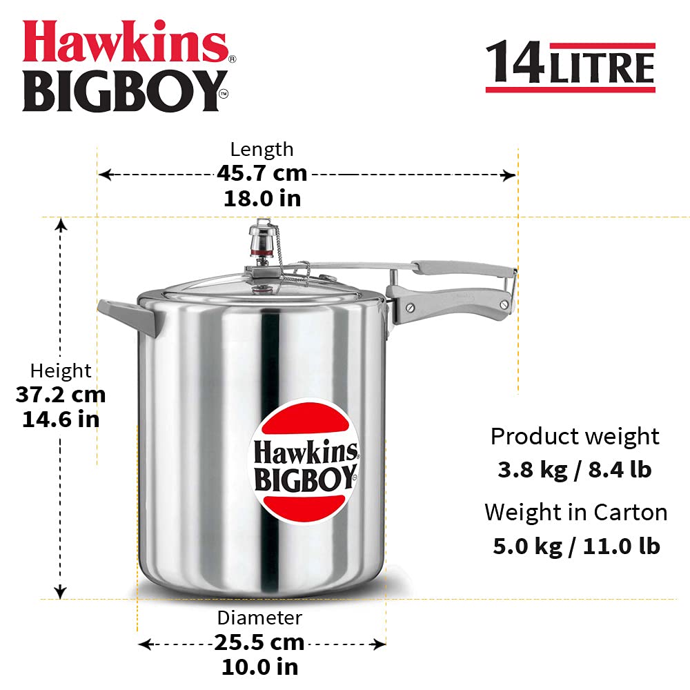 Hawkins Bigboy Aluminum Pressure Cooker - Durable, Large Capacity for Restaurants and Catering