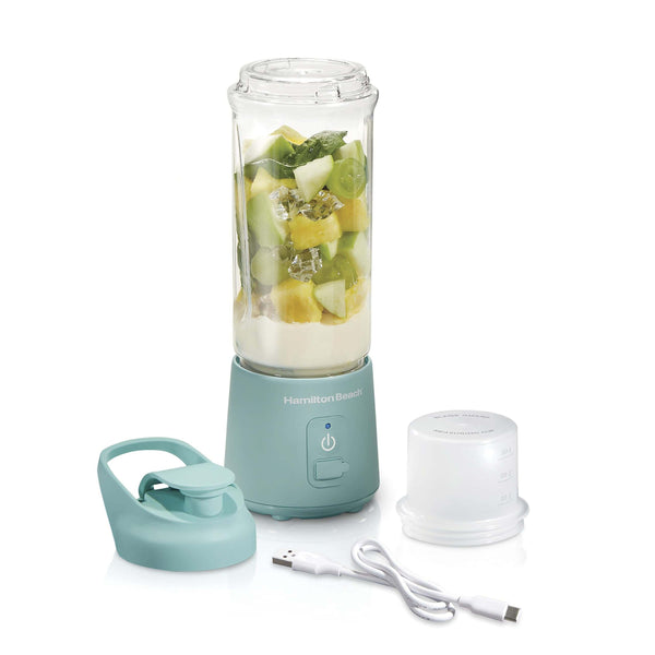 Hamilton Beach Portable Blender for Smoothies Juices, Rechargeable Personal Blender Aqua