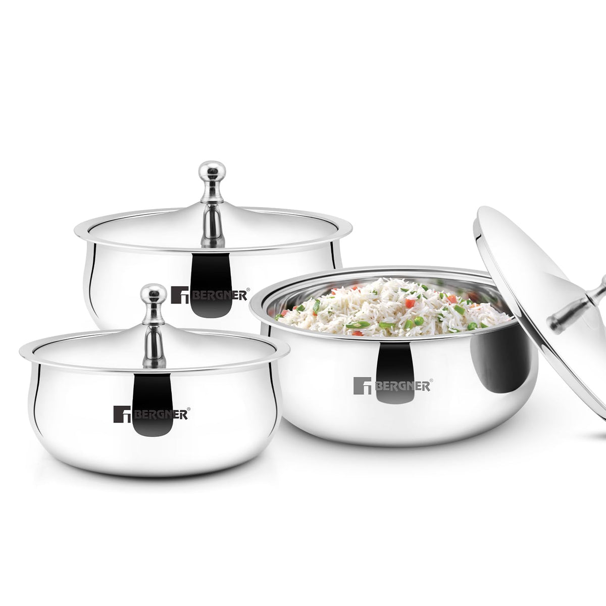 Bergner Vienna Stainless Steel Hot Pot 3 Pcs Junior Set with PU Insulated Lid