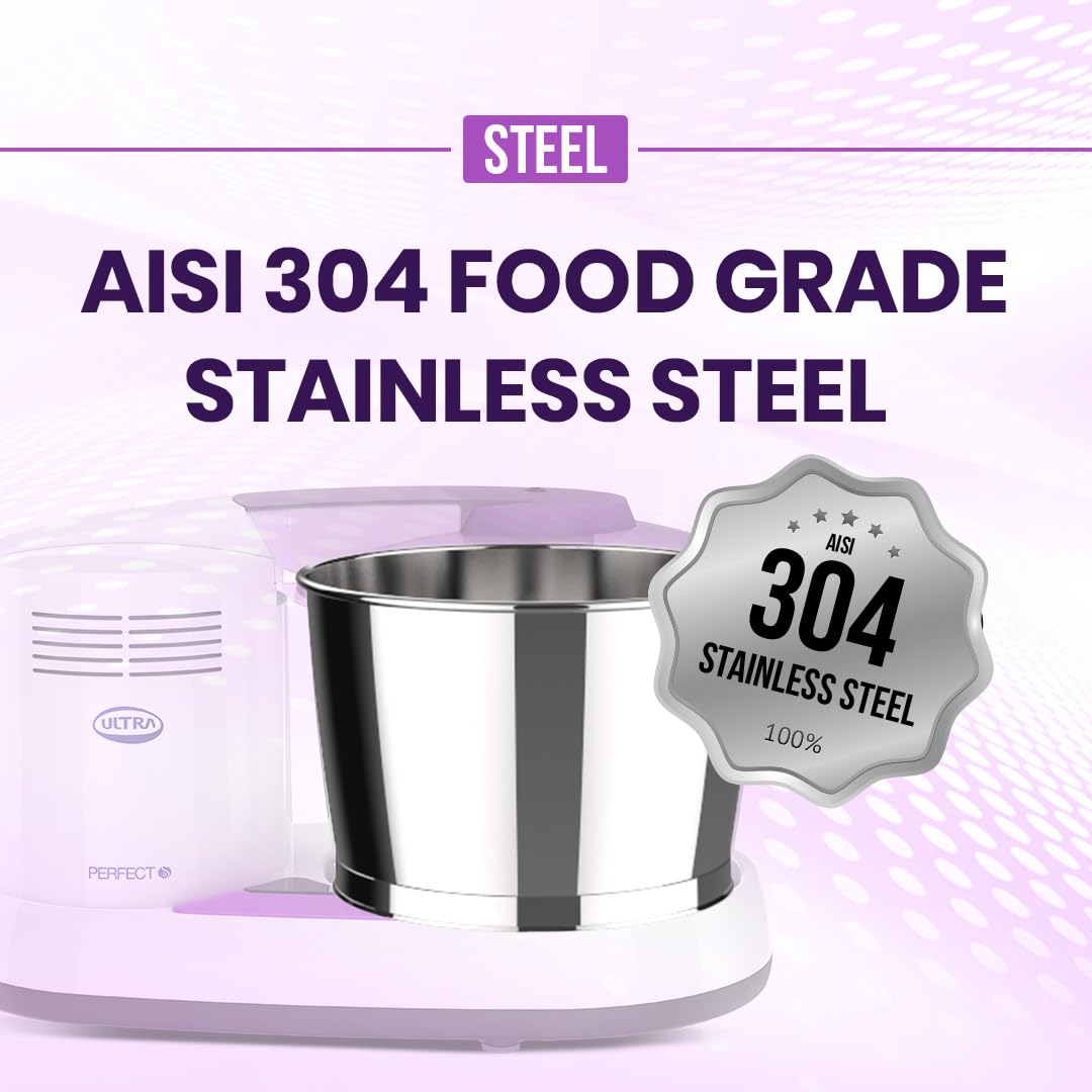 Ultra Perfect S wet grinder ABS body measuring 460 x 272 x 288 mm on kitchen counter