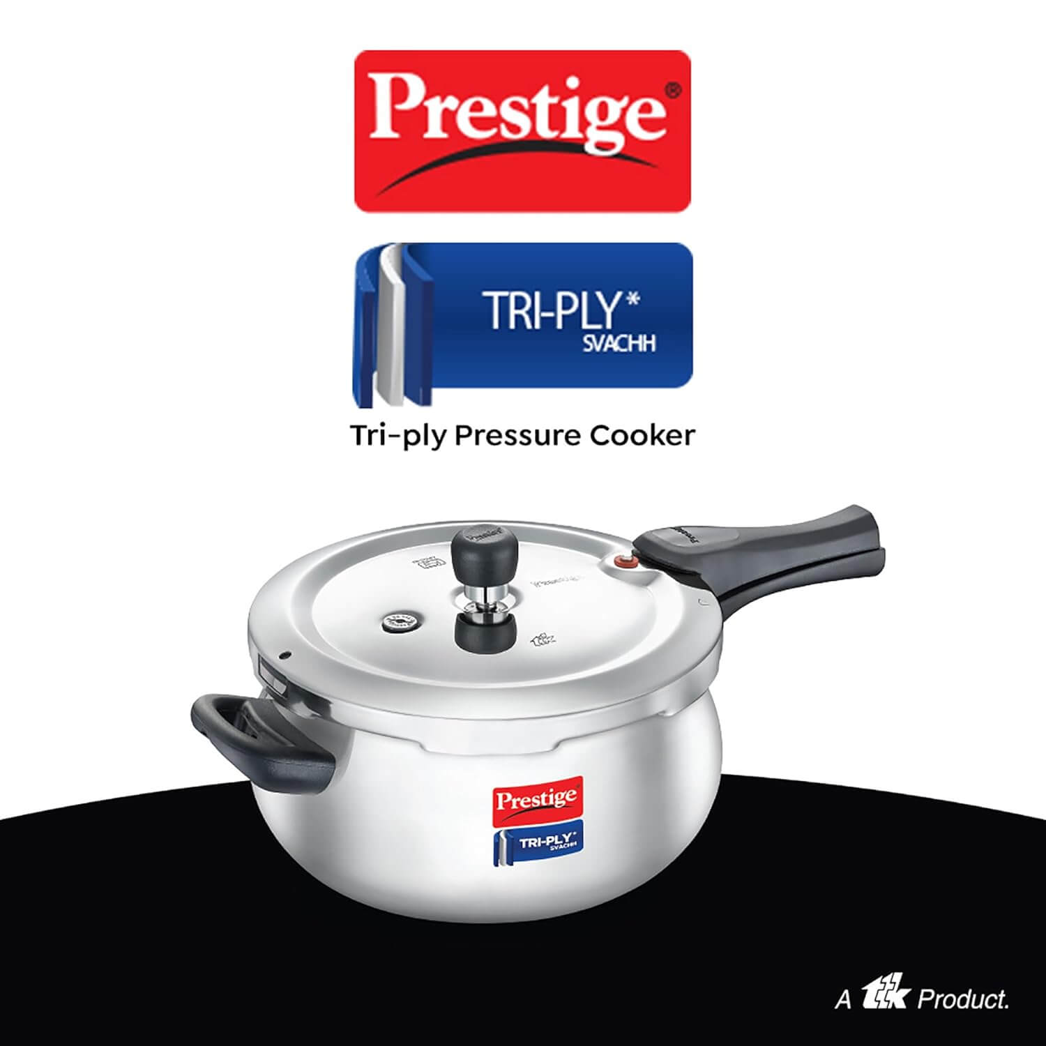 Prestige Svachh Triply Induction Base Outer Lid Pressure Cooker - Deep Lid, Spillage Control, 5-Year Warranty