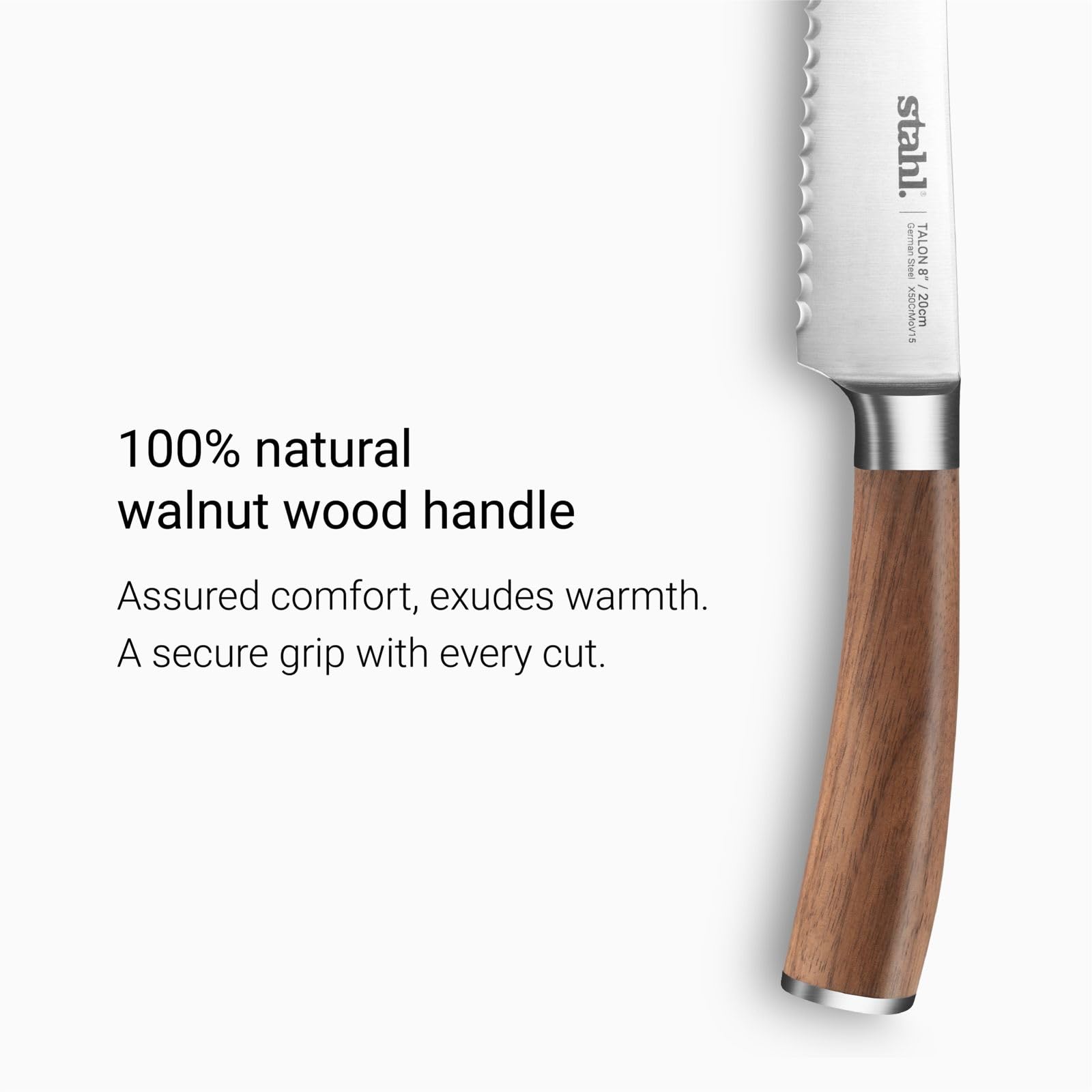 Stahl Talon Series Bread Knife, Walnutwood Handle, 8 Inches | Serrated Edge