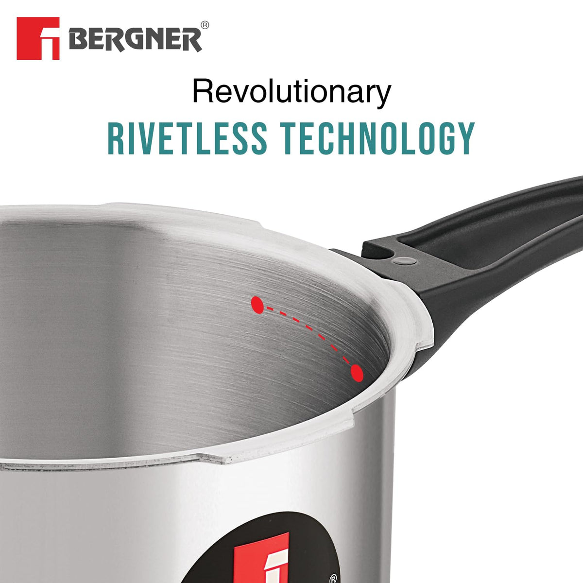 Bergner 5 liter and 3 liter pressure cooker combo with ergonomic handles and steamer attachment