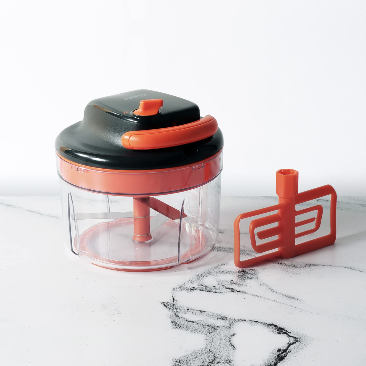 Orange Meyer pulling chopper with easy-clean detachable parts