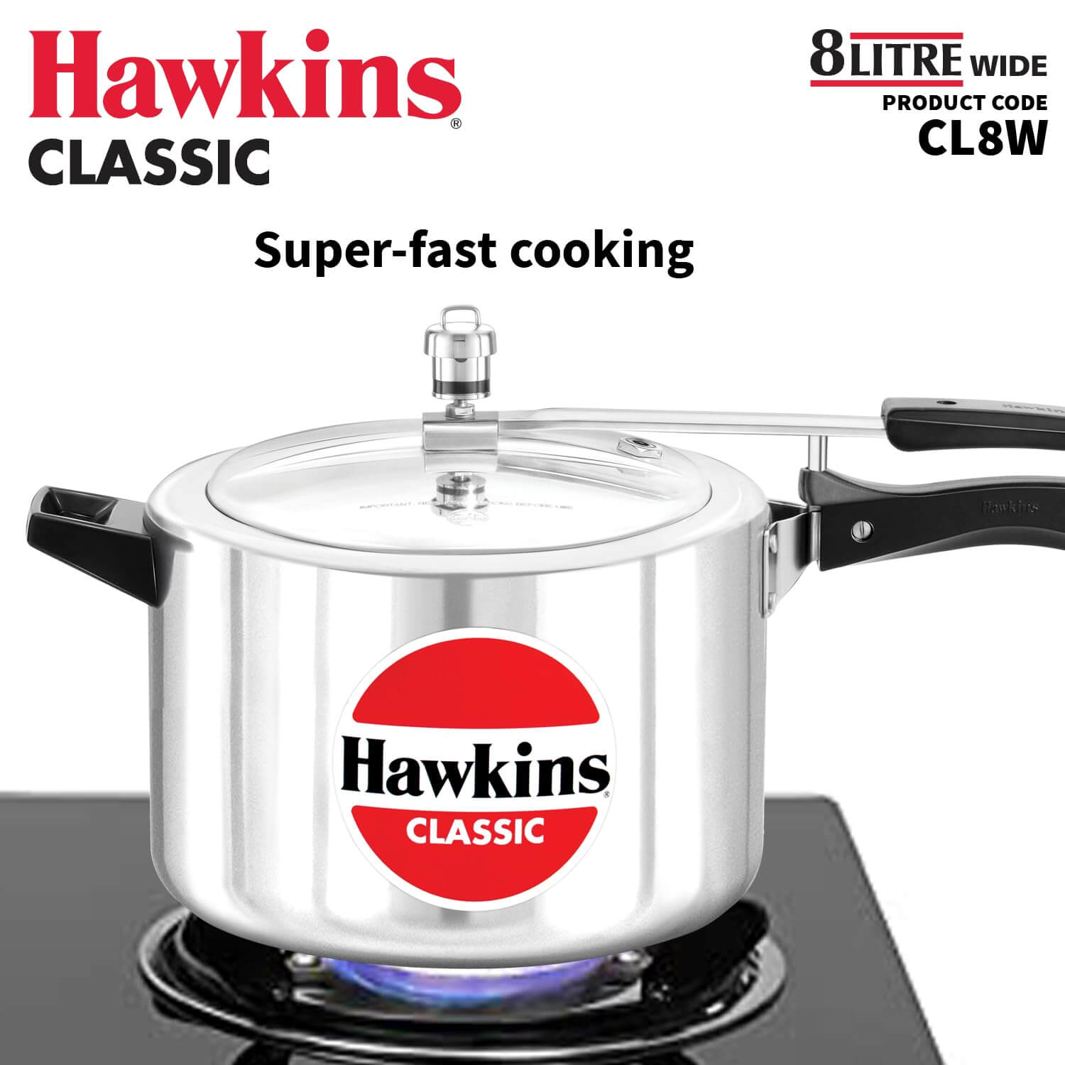 Hawkins Classic 8L Pressure Cooker gas stove compatible only