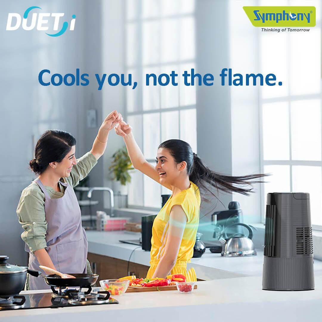 Symphony Duet-i Kitchen Cooling Fan with Digital Touchscreen – 60W  for kitchen