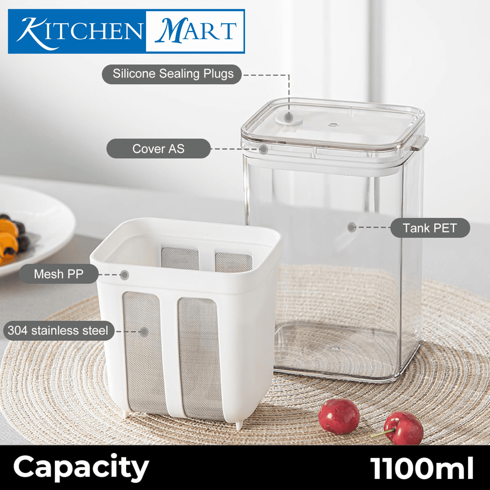 Professional Greek yogurt strainer box 1.1 liter with lid for making thick creamy dahi